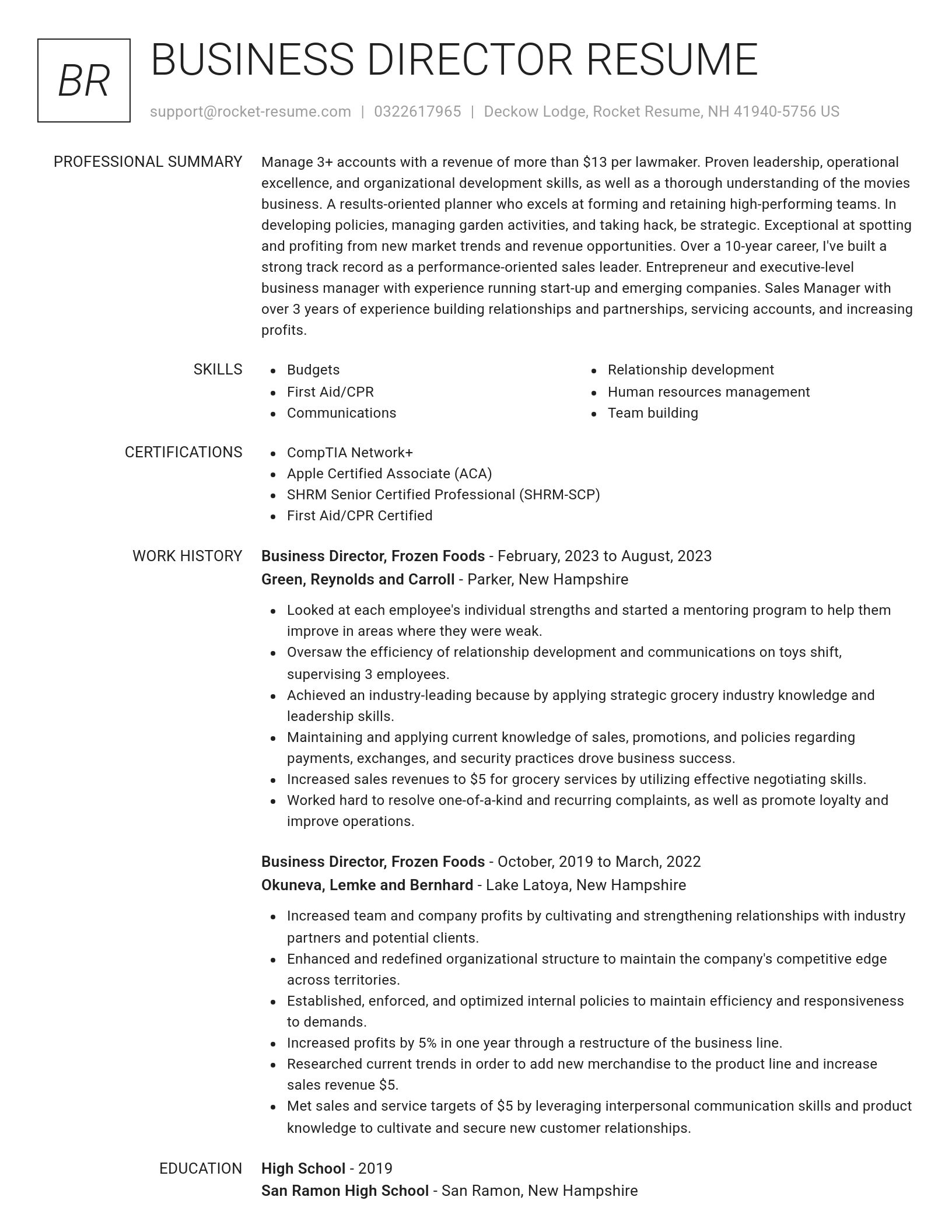 Renowned resume template