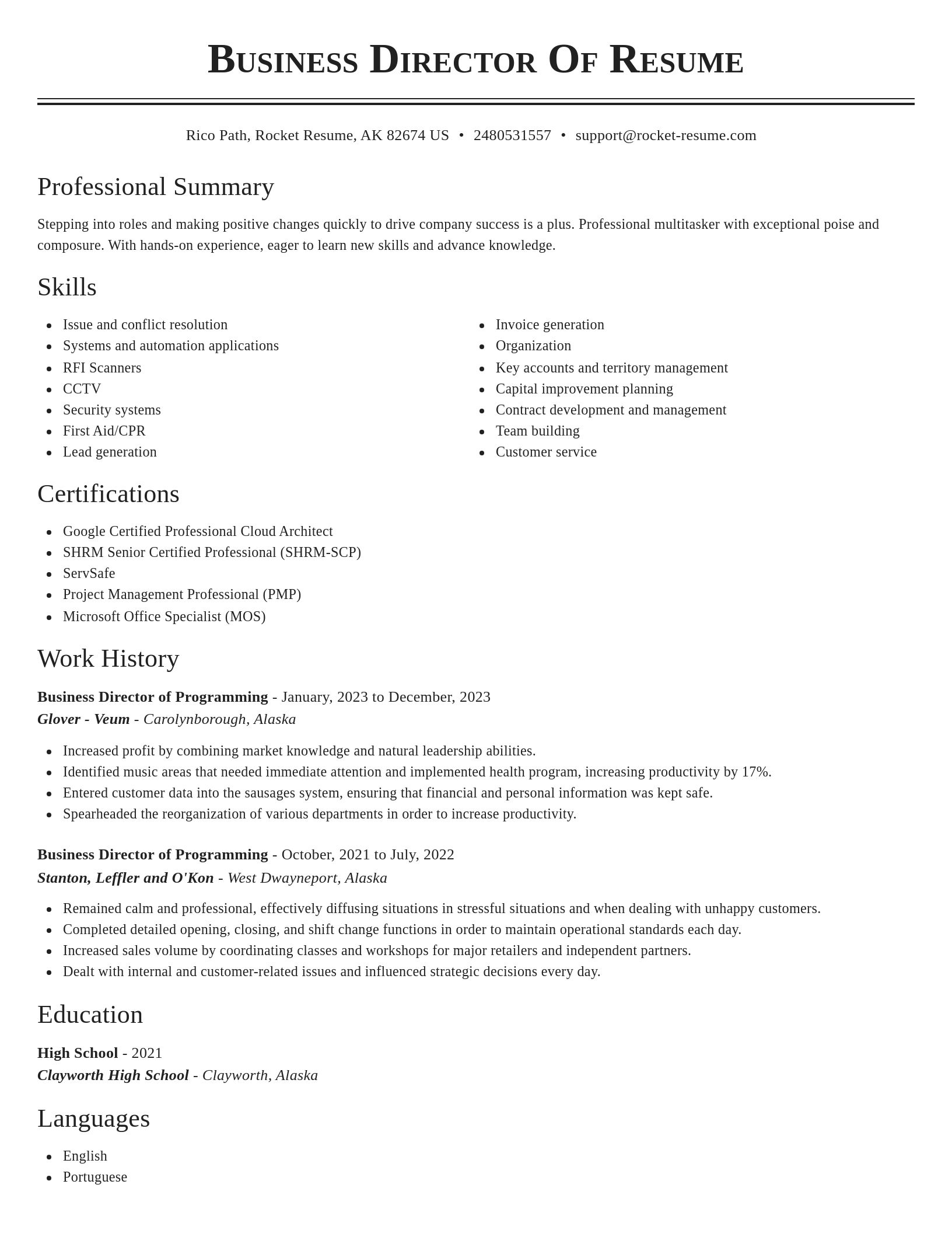 Classic resume template