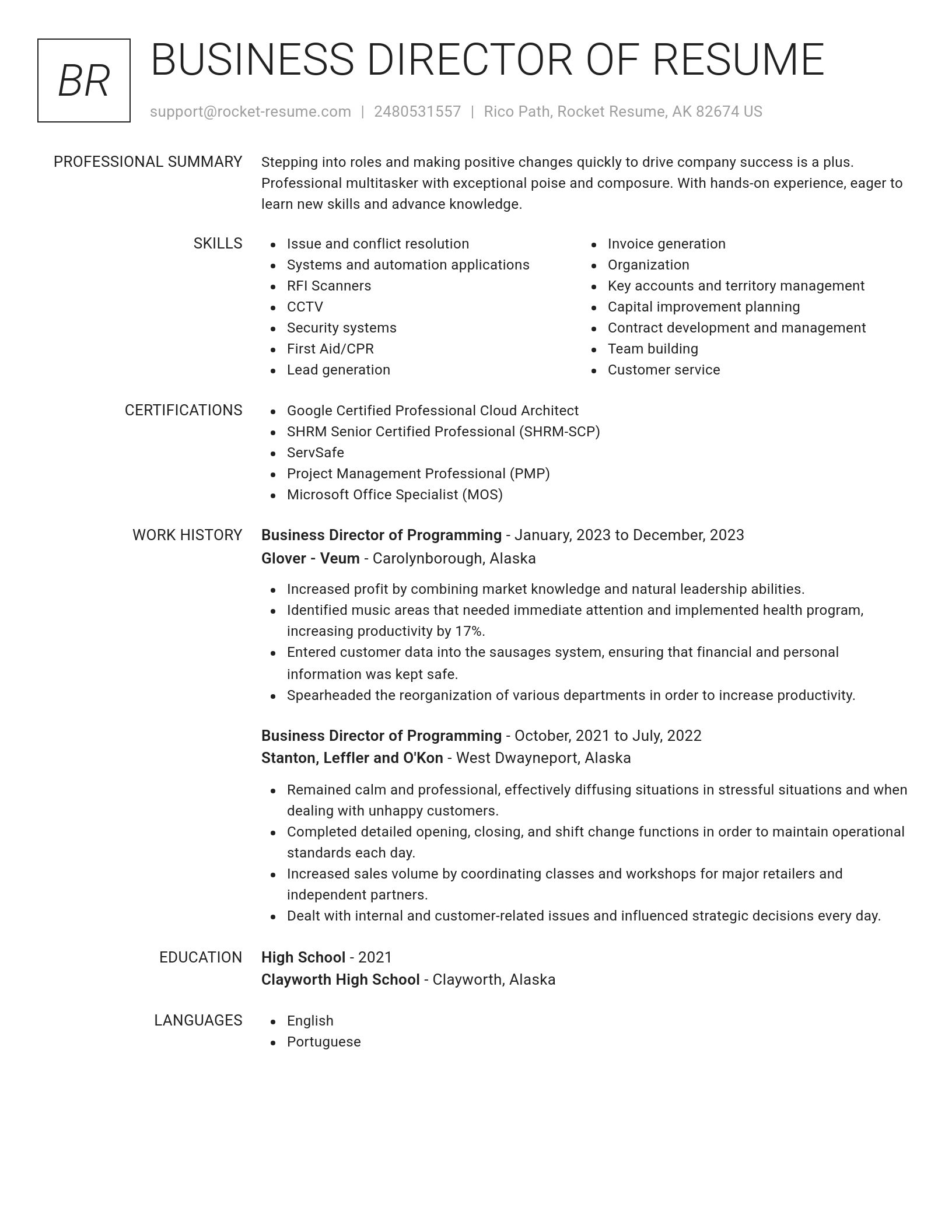 Renowned resume template