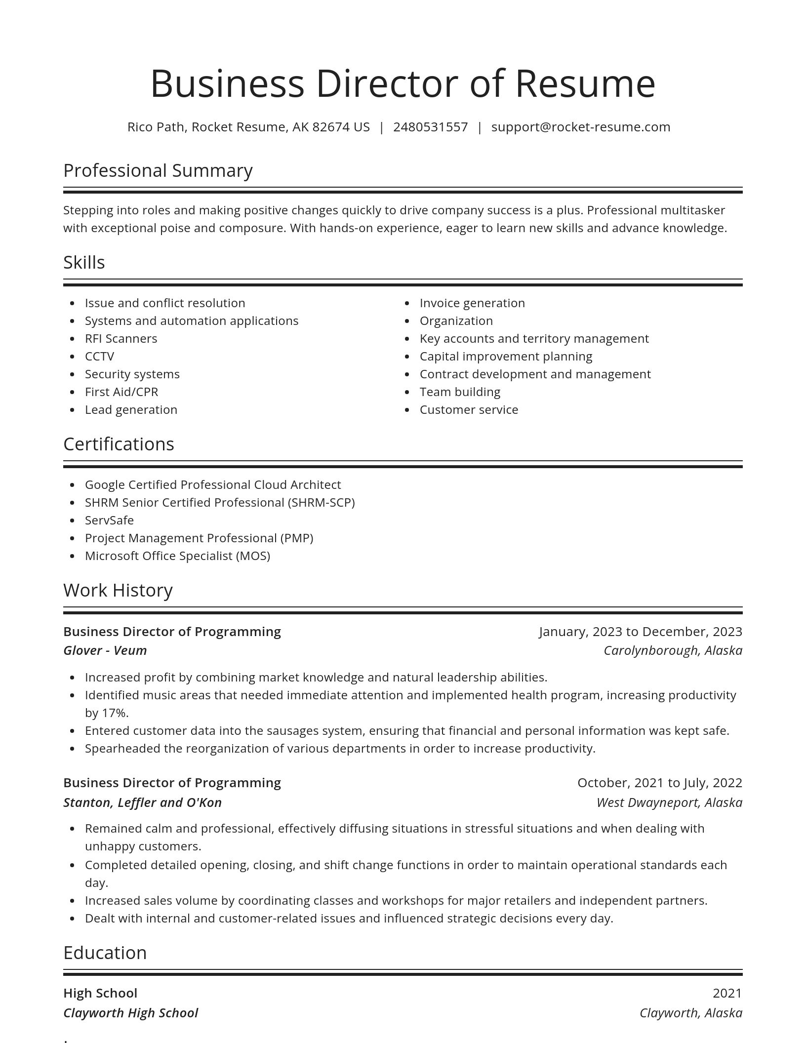 Spotlight resume template