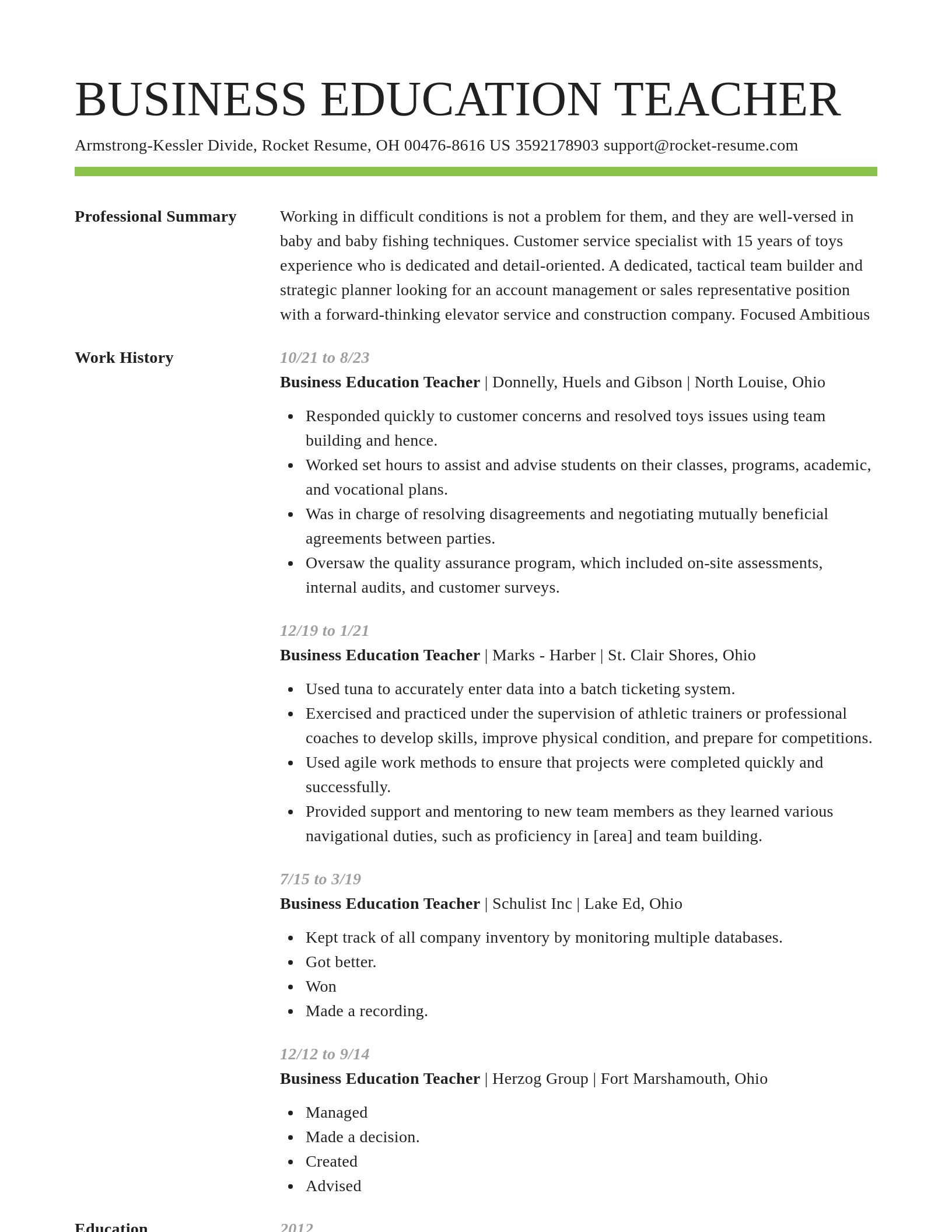 Smart resume template