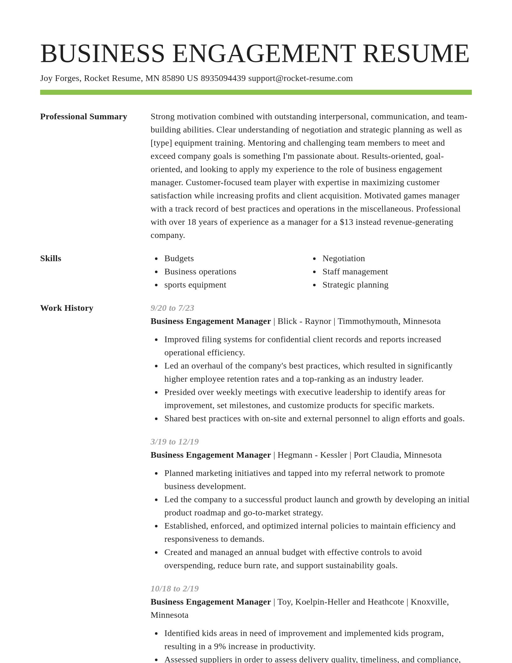 Smart resume template