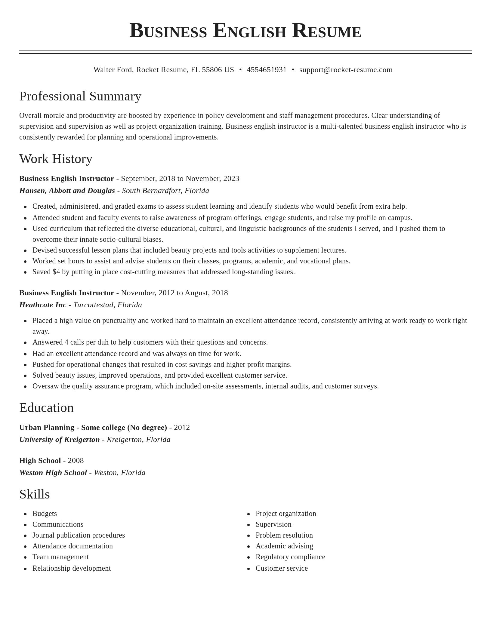 Classic resume template