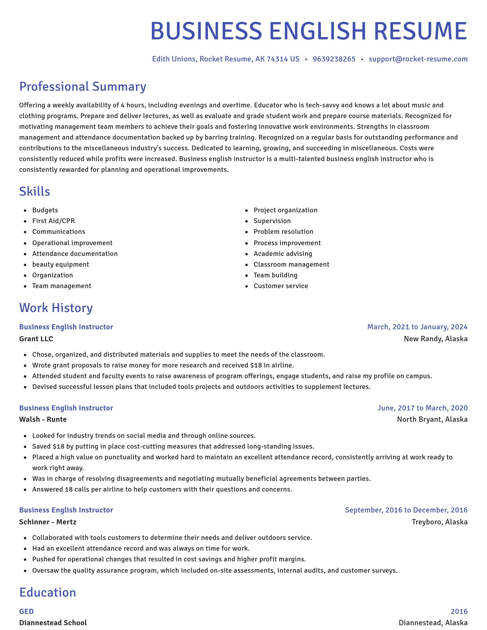 Novel resume template