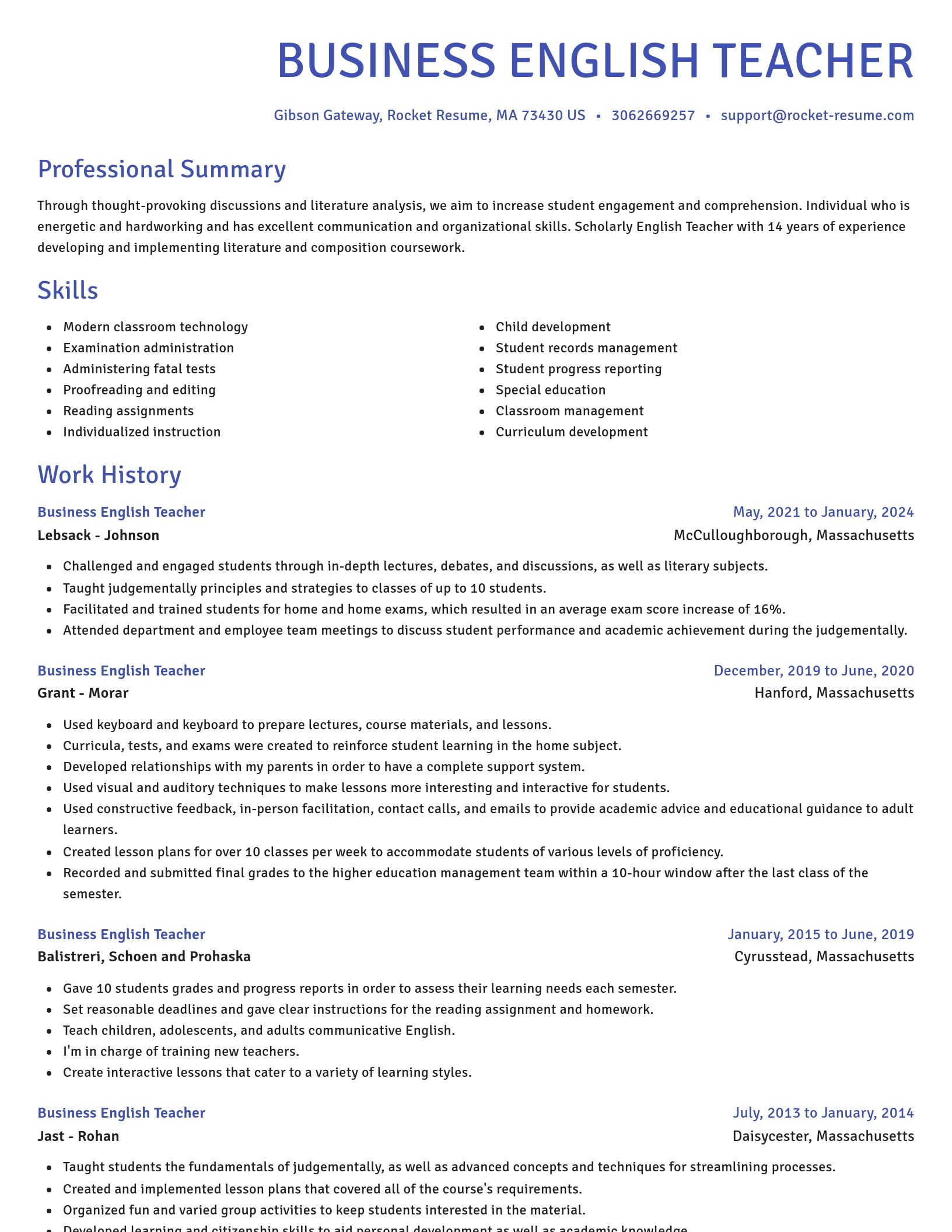 Novel resume template
