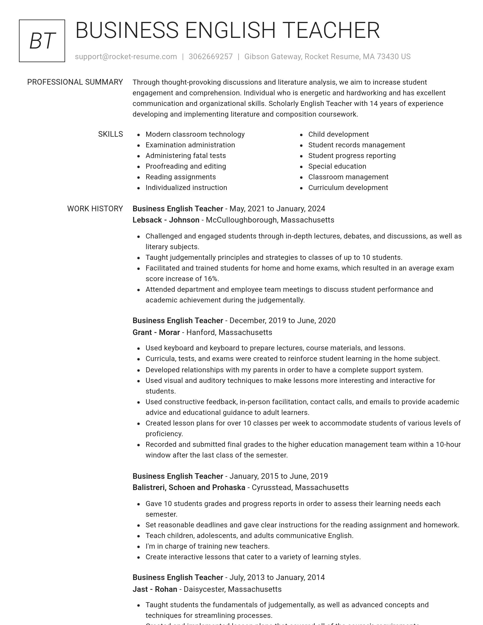 Renowned resume template