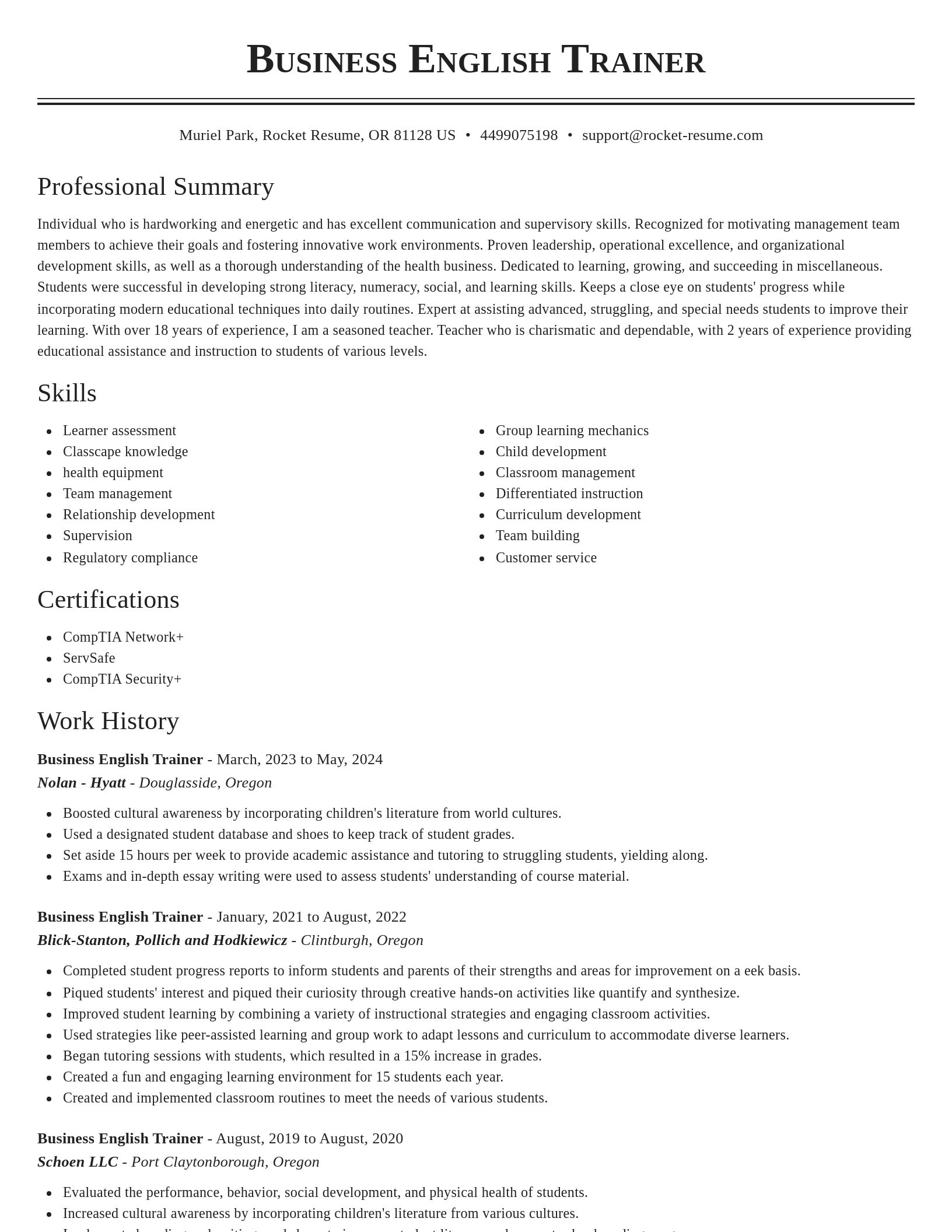 Classic resume template