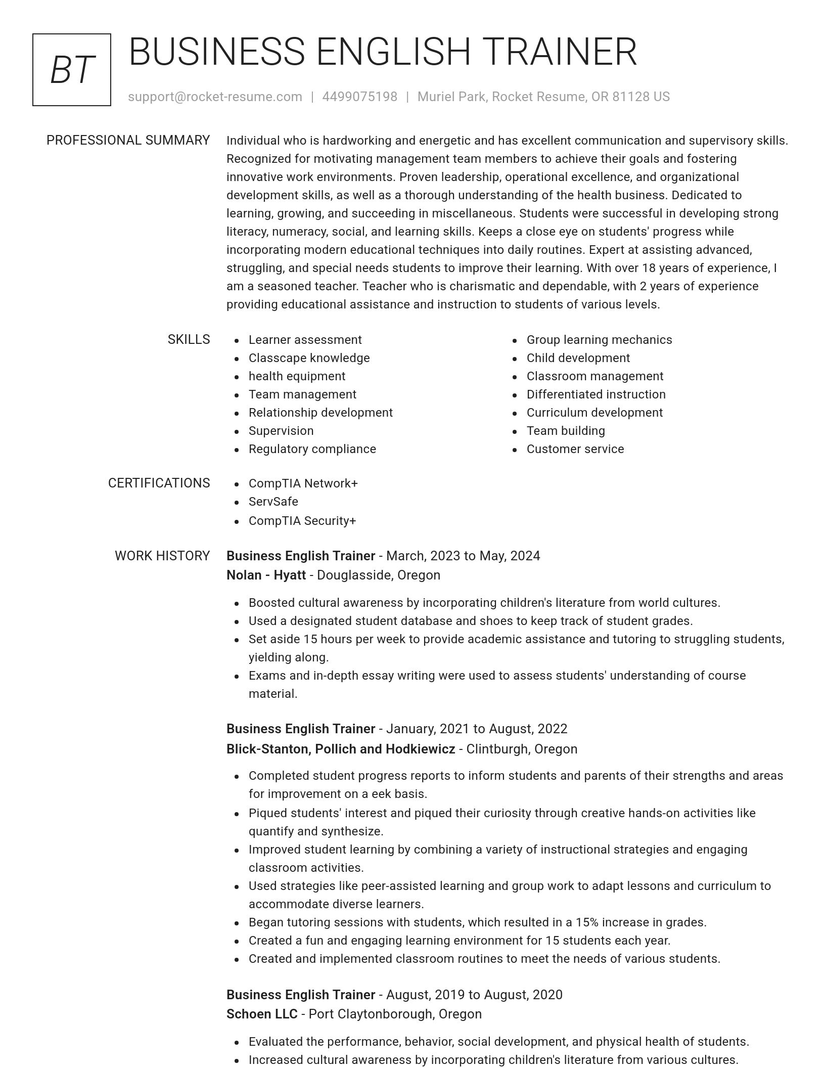 Renowned resume template