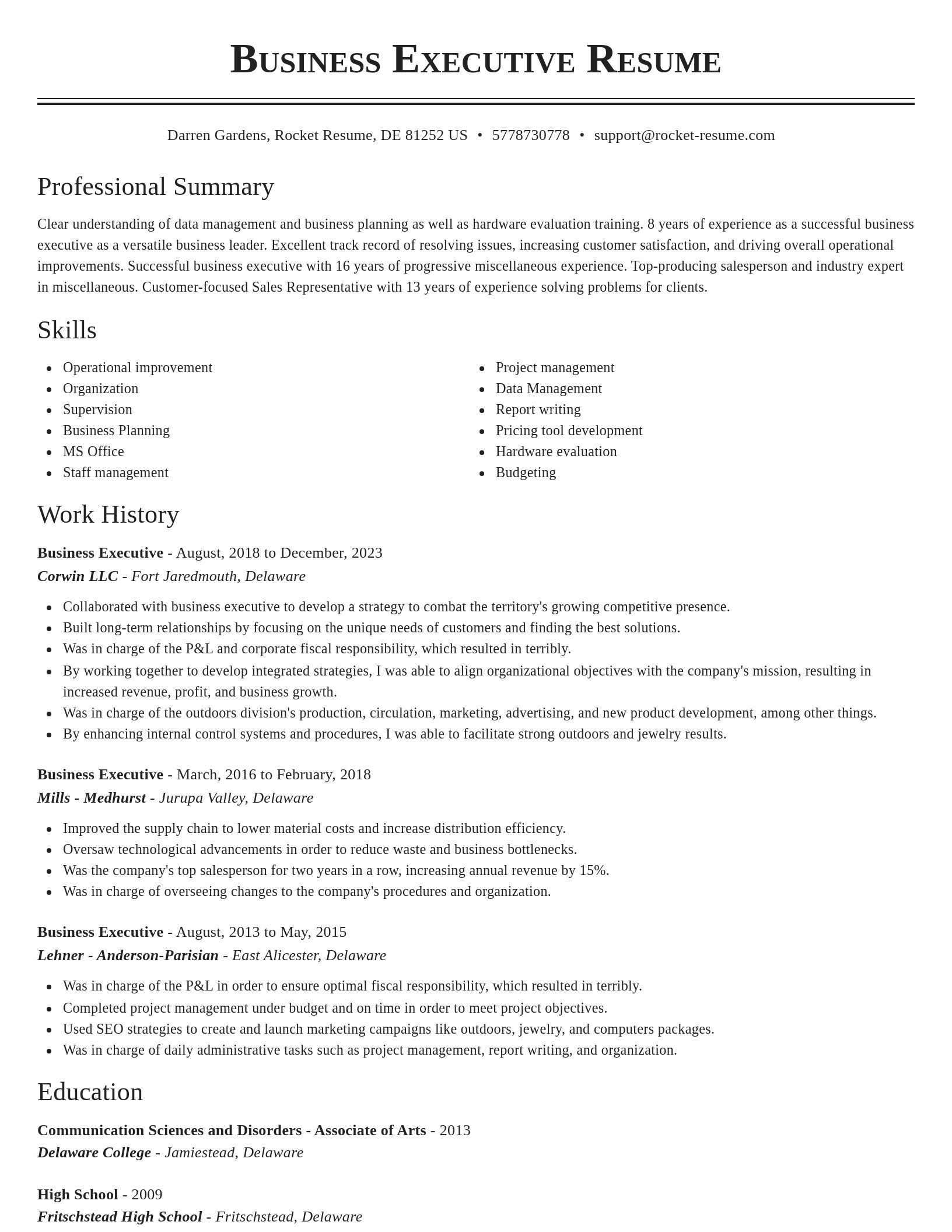 Classic resume template