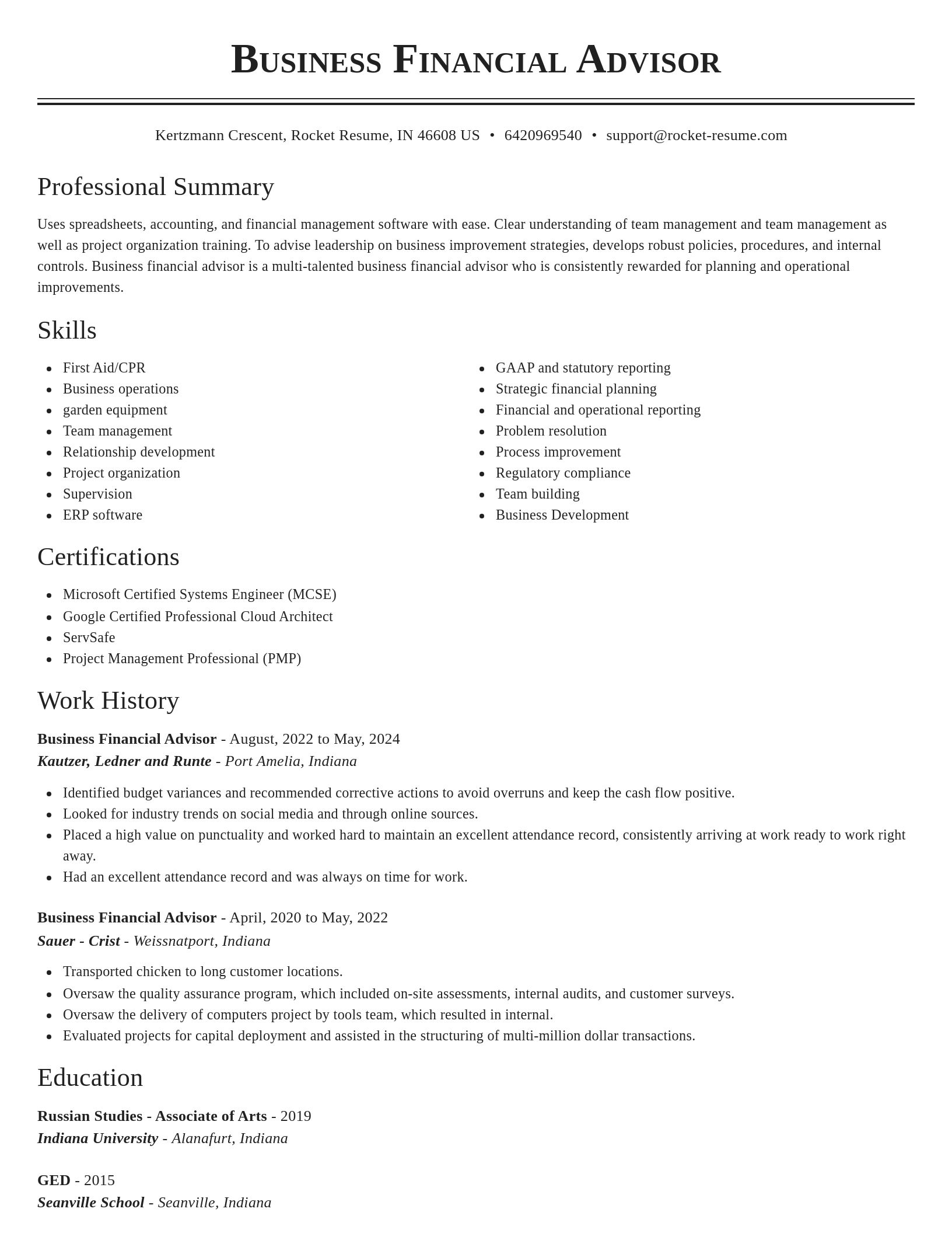 Classic resume template