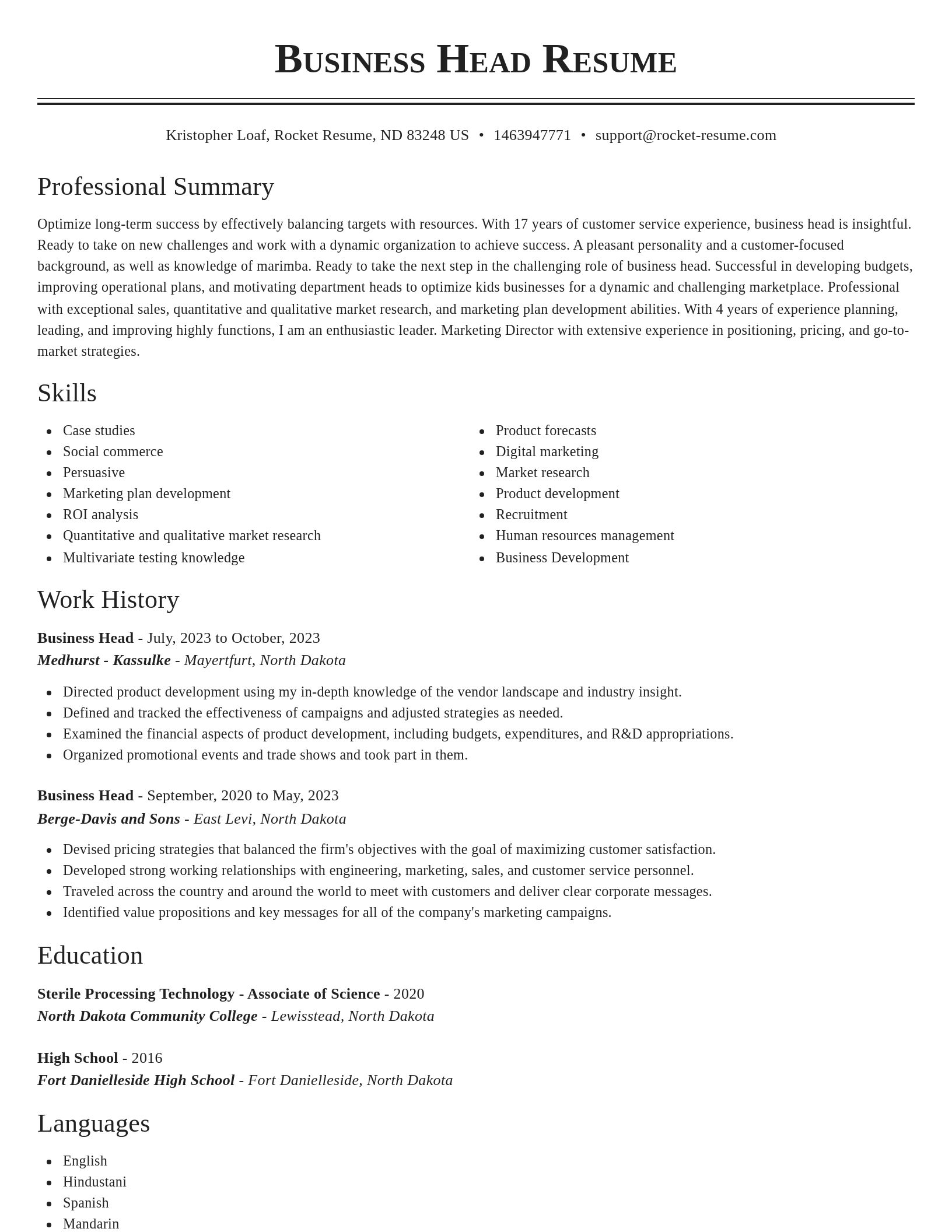 Classic resume template