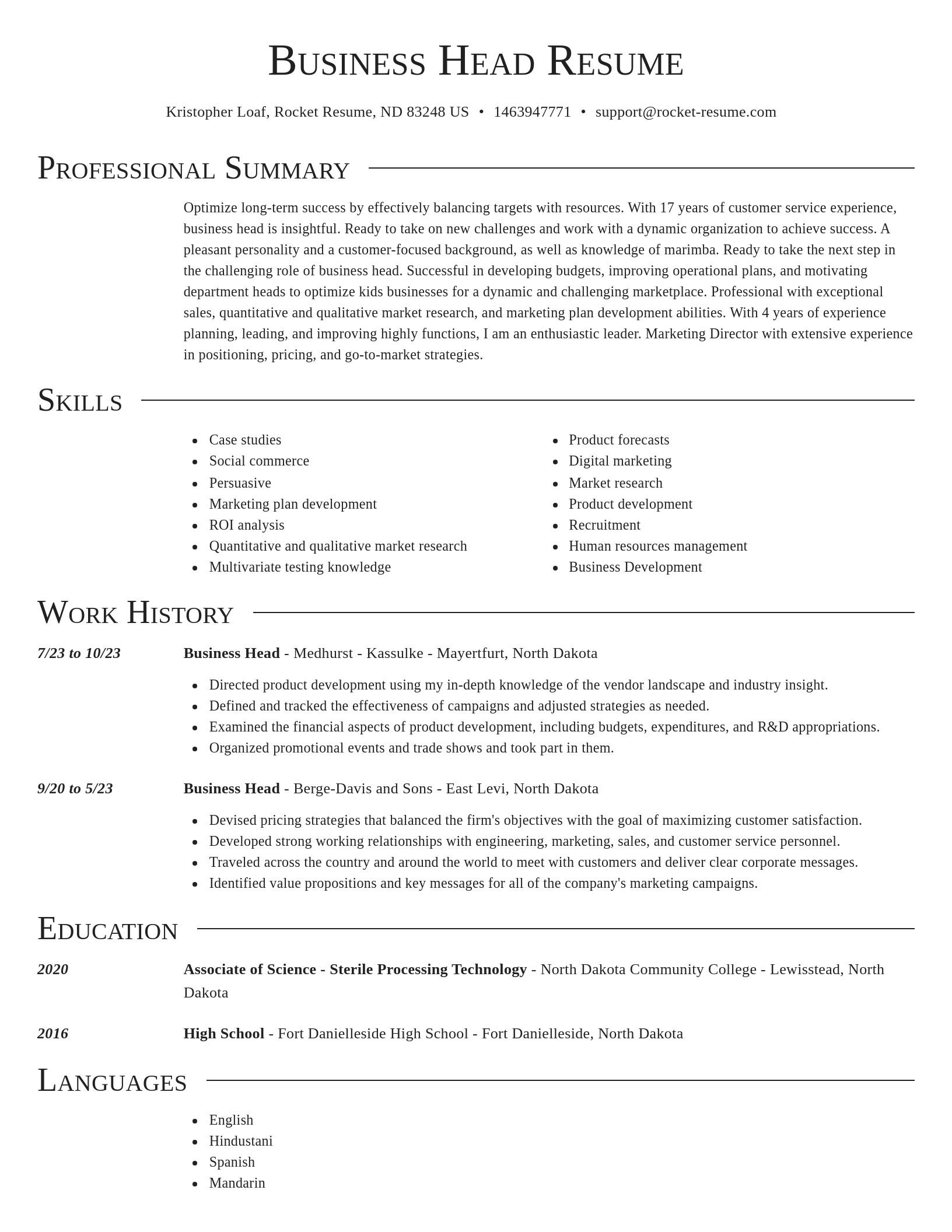 Director resume template