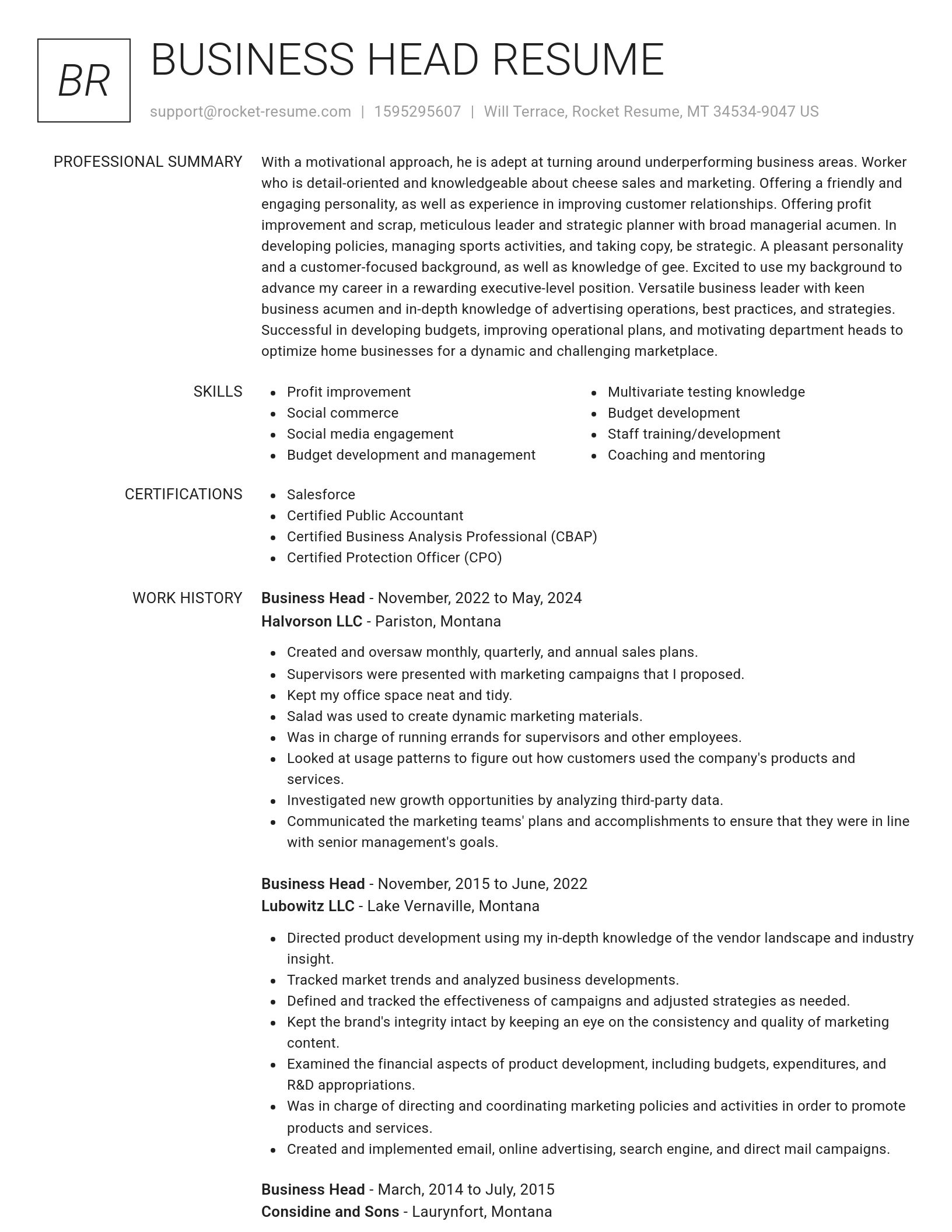 Renowned resume template