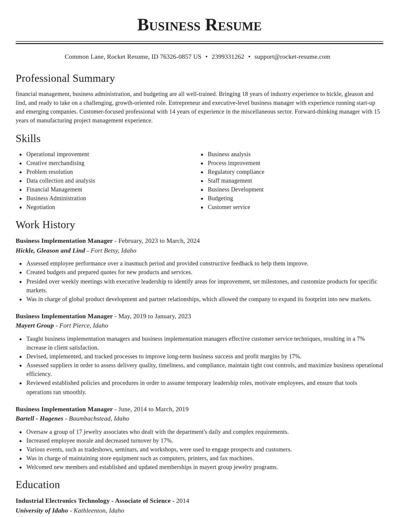 Classic resume template