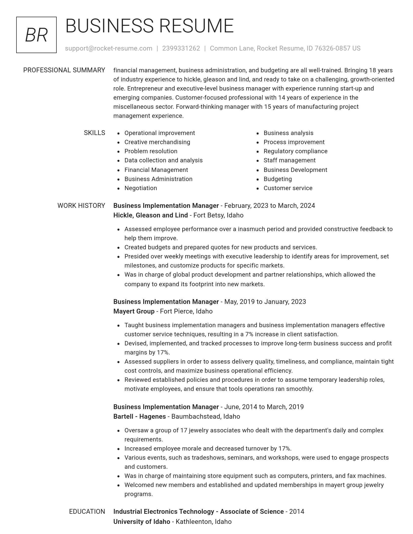 Renowned resume template