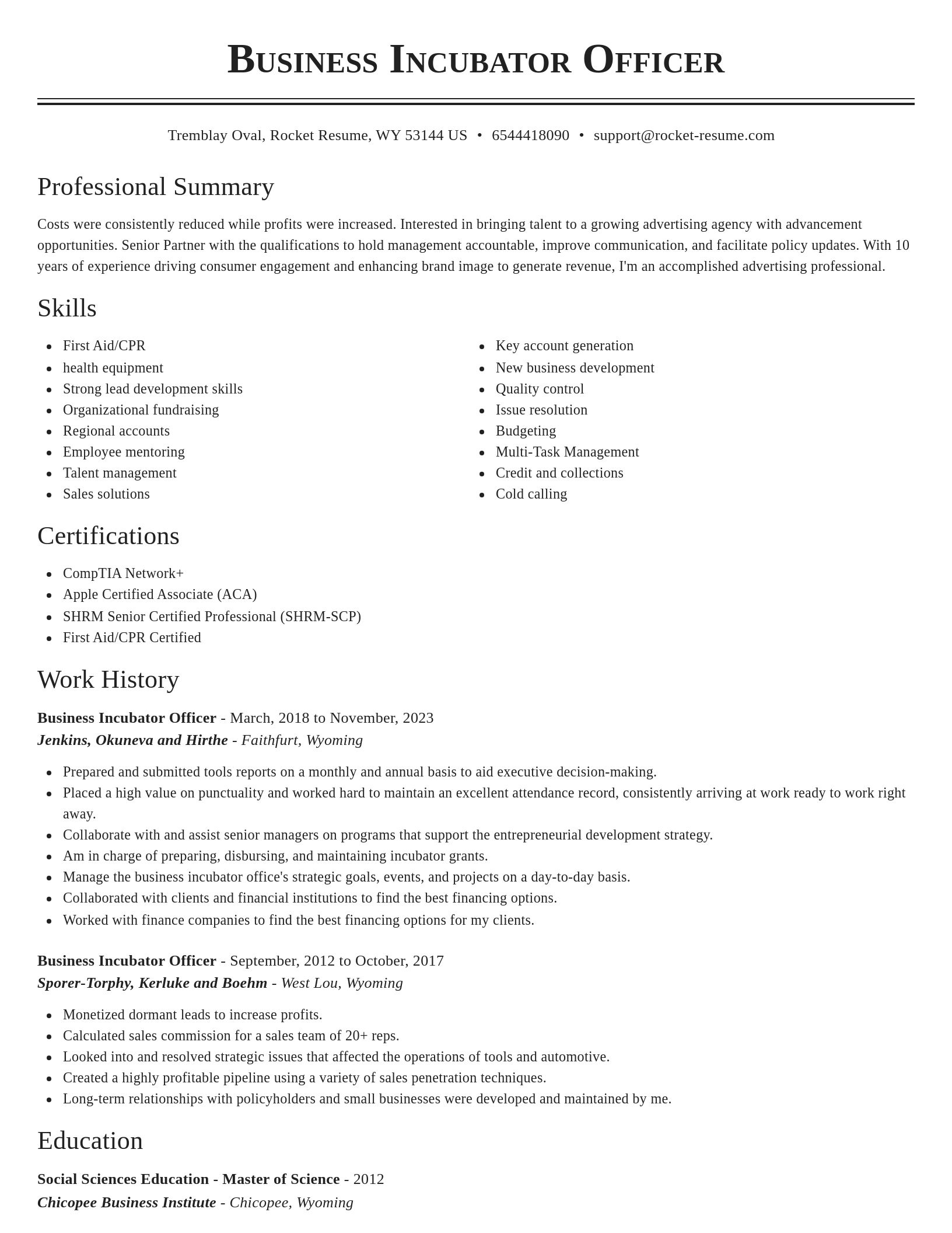 Classic resume template