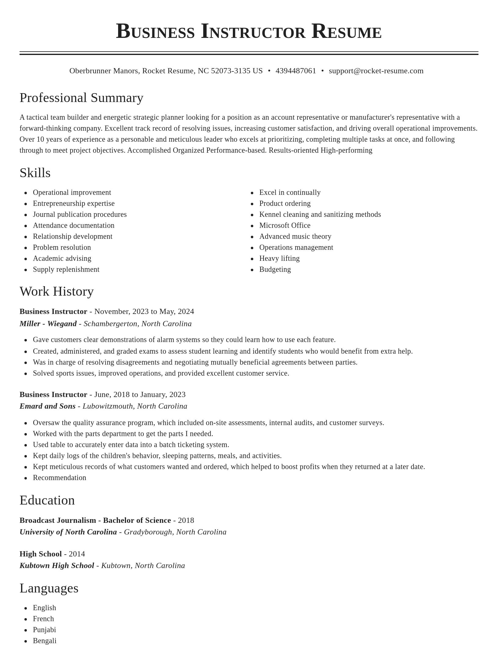 Classic resume template