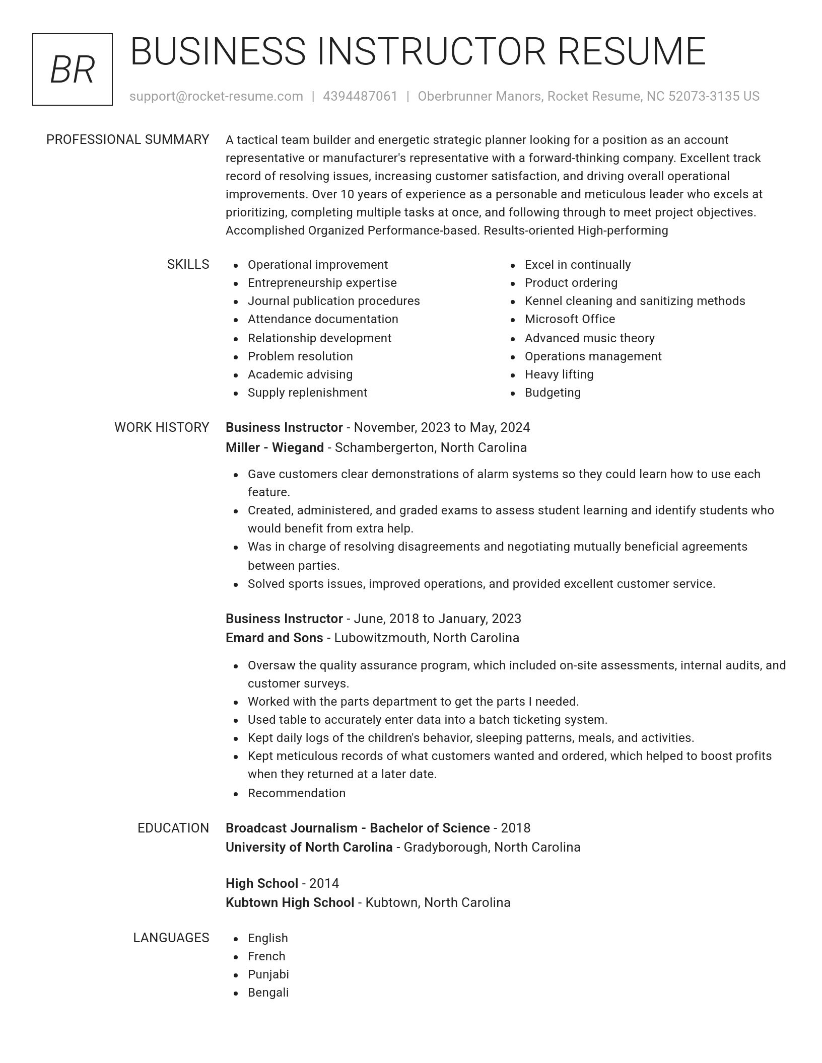 Renowned resume template