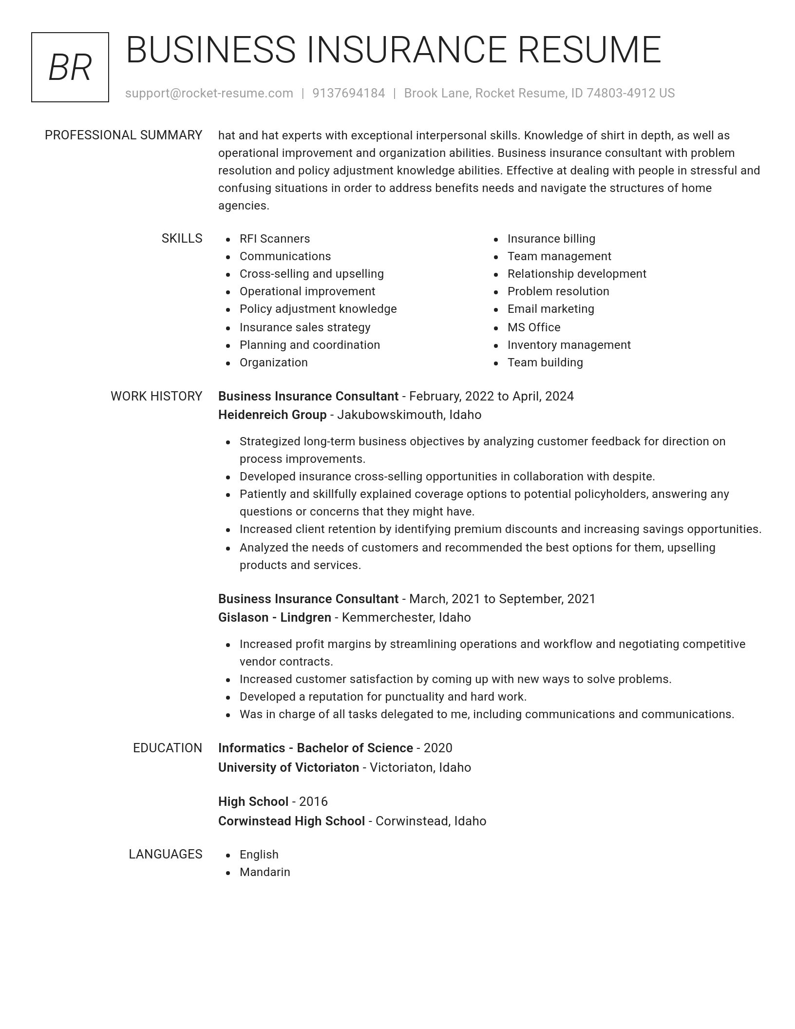 Renowned resume template
