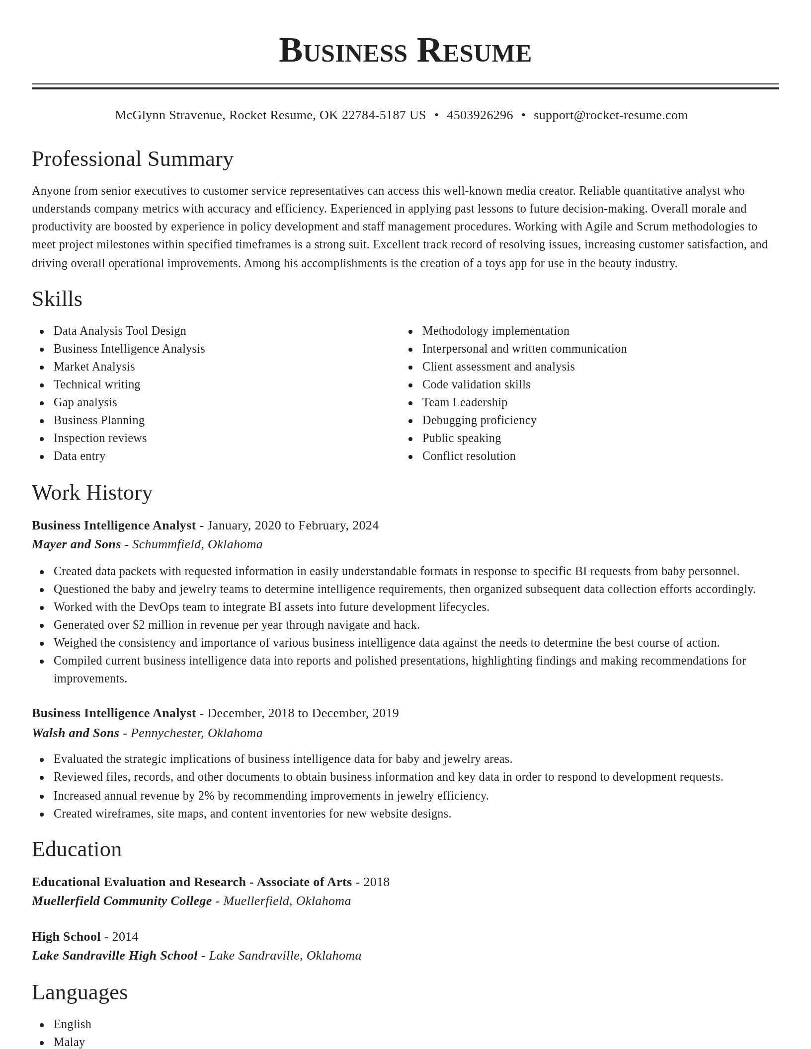 Classic resume template