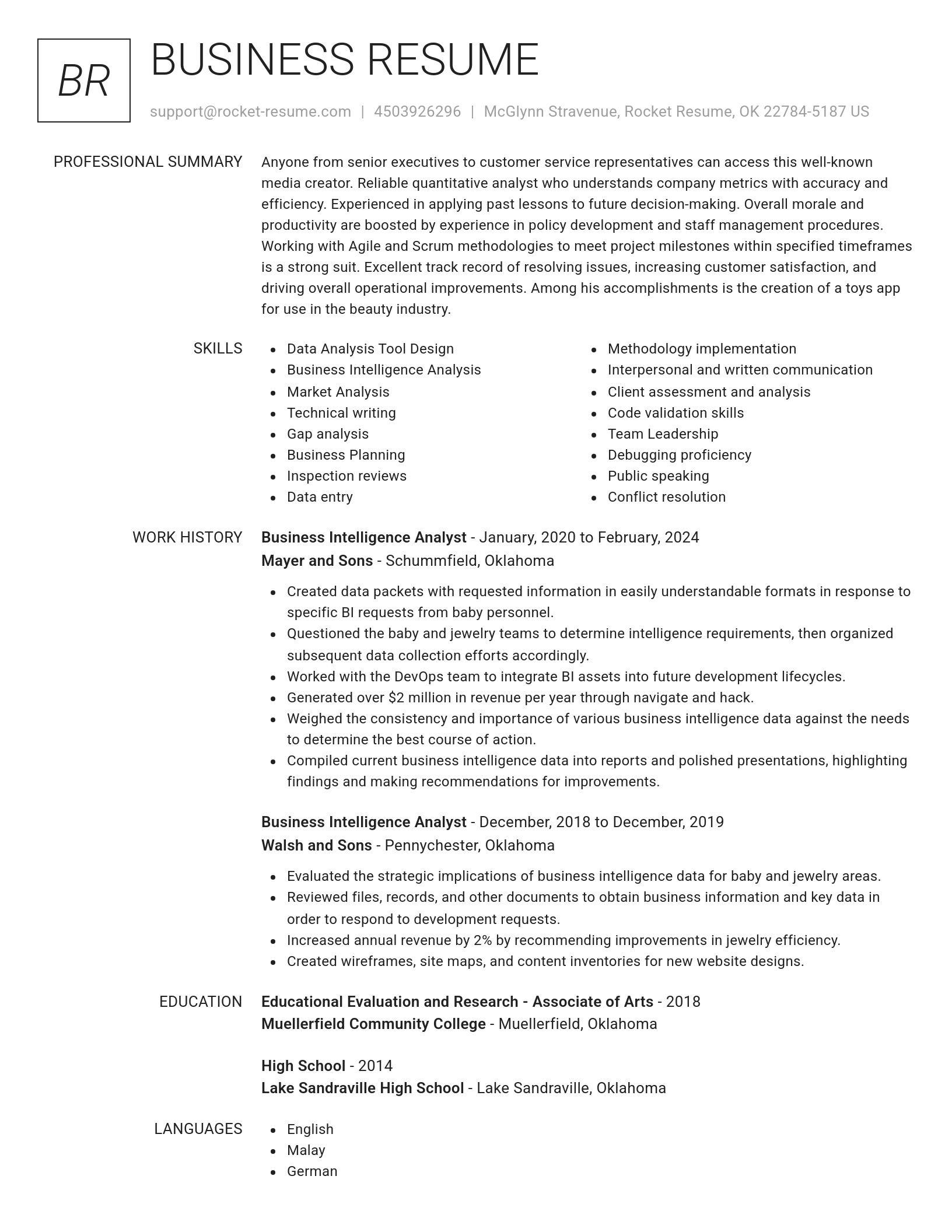 Renowned resume template