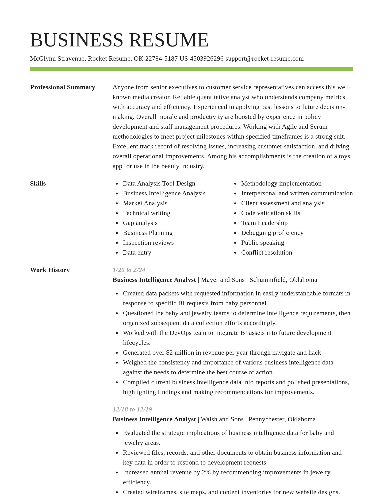 Smart resume template