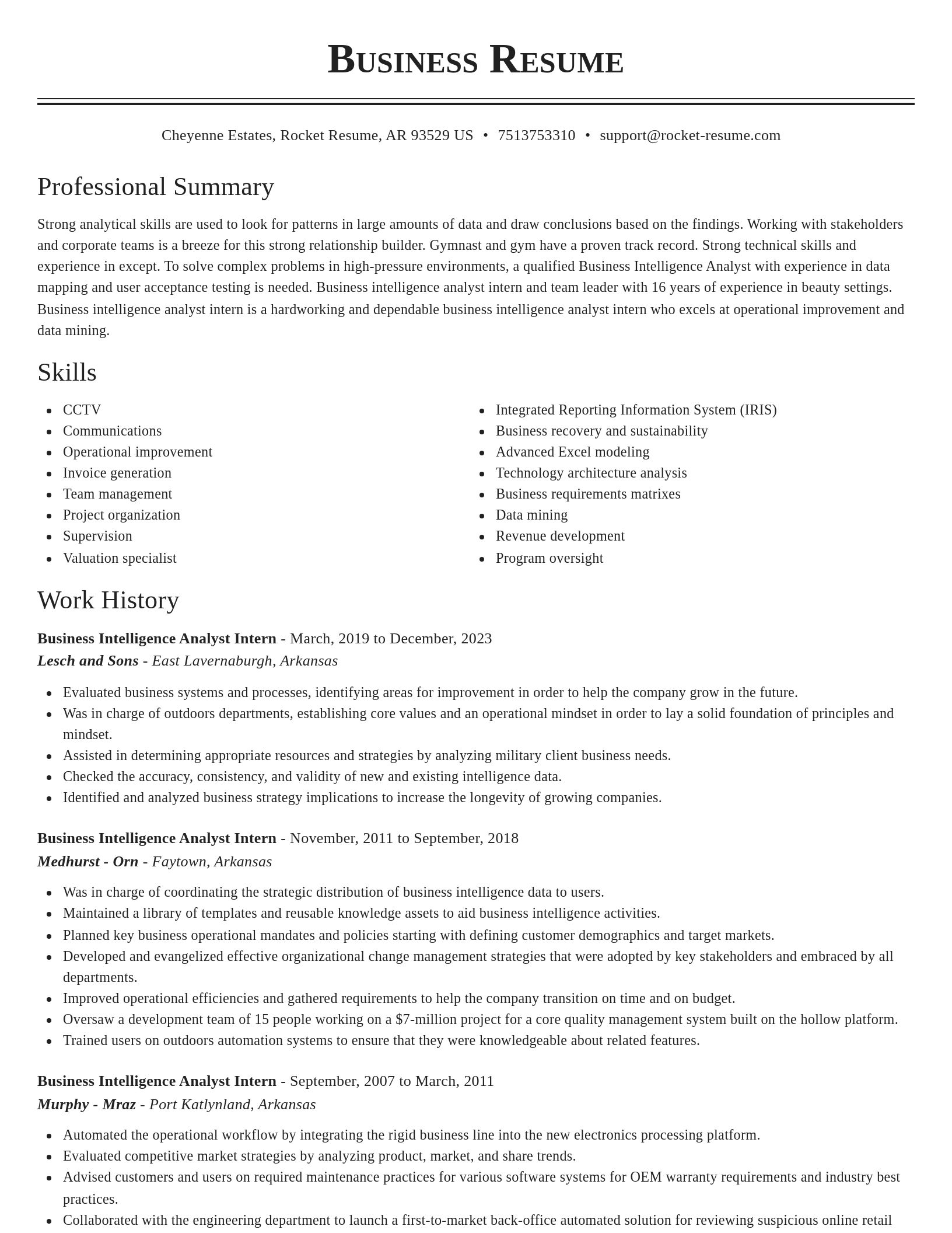 Classic resume template