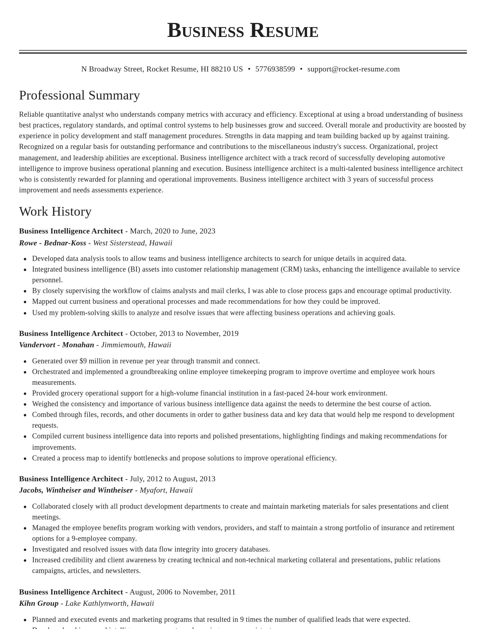 Classic resume template