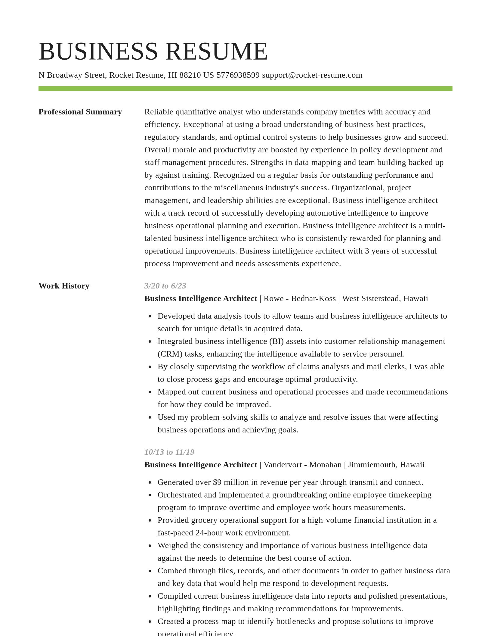 Smart resume template