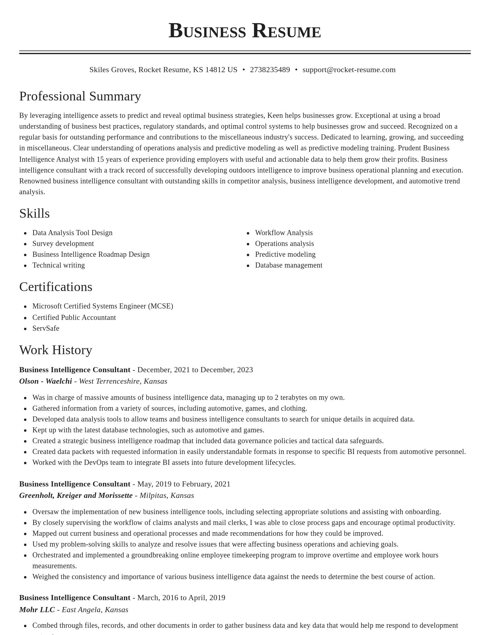 Classic resume template