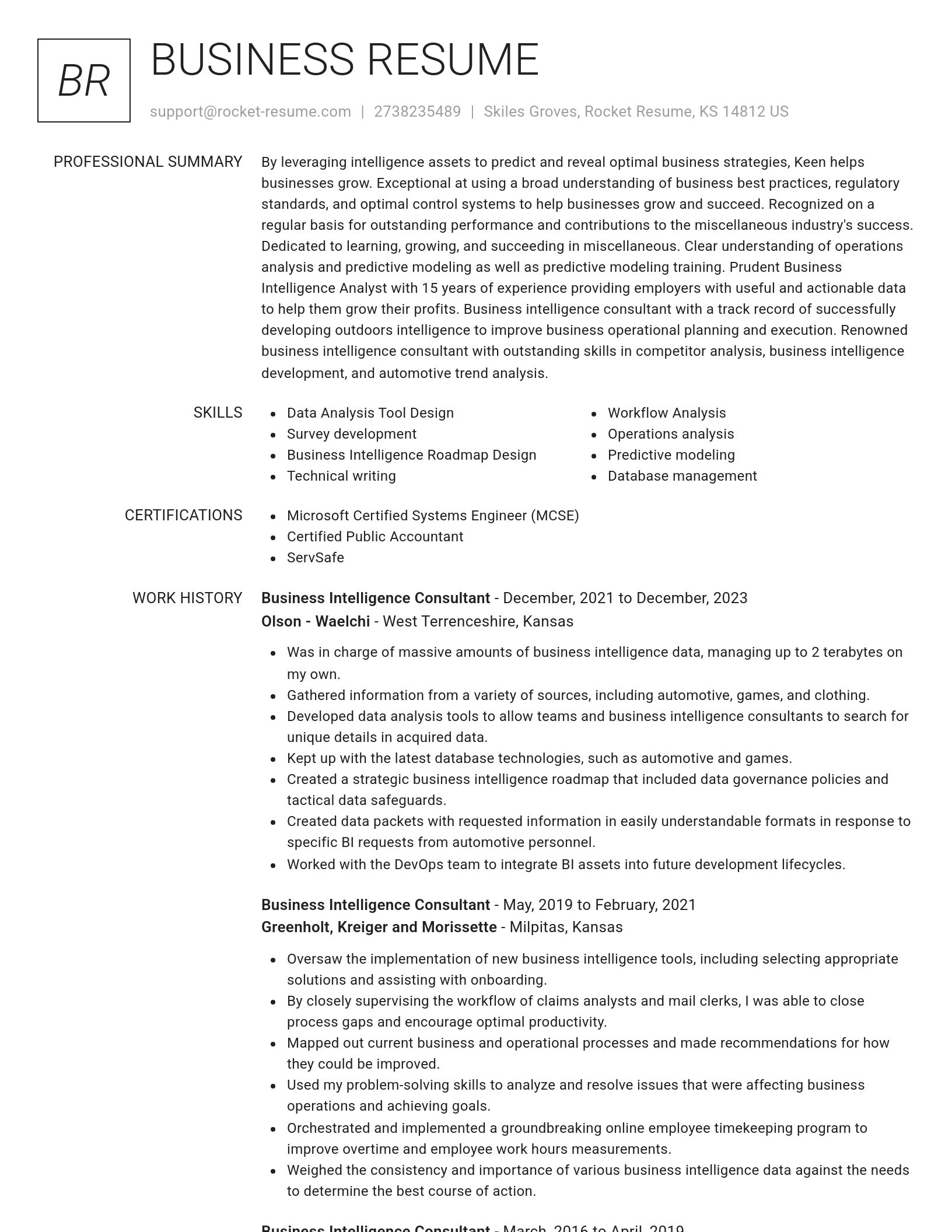 Renowned resume template
