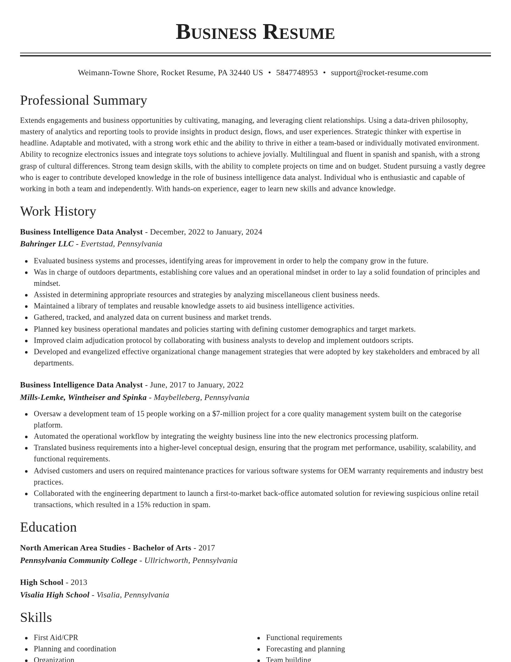 Classic resume template
