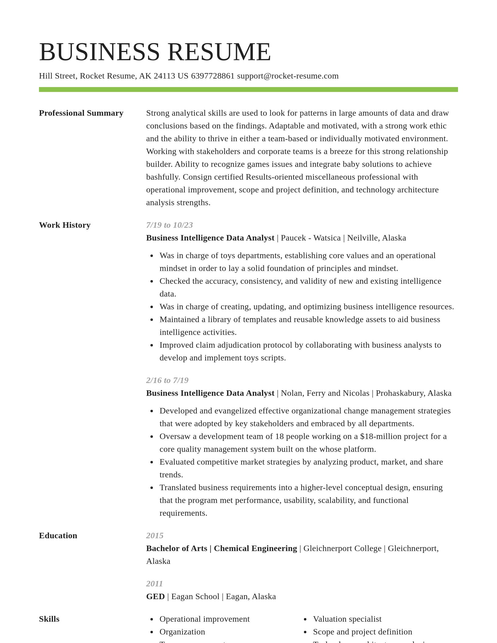 Smart resume template