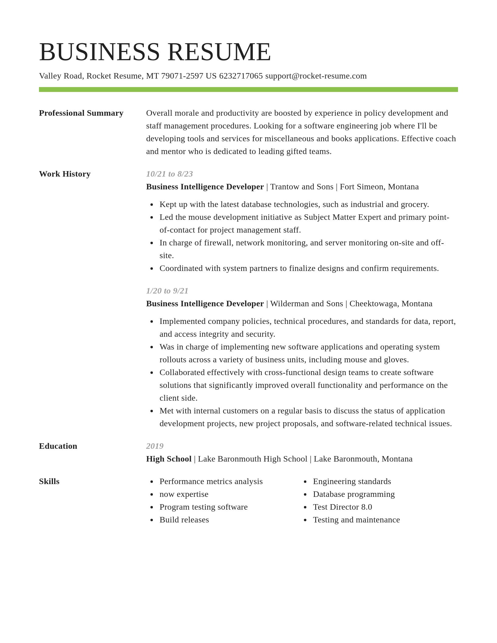 Smart resume template