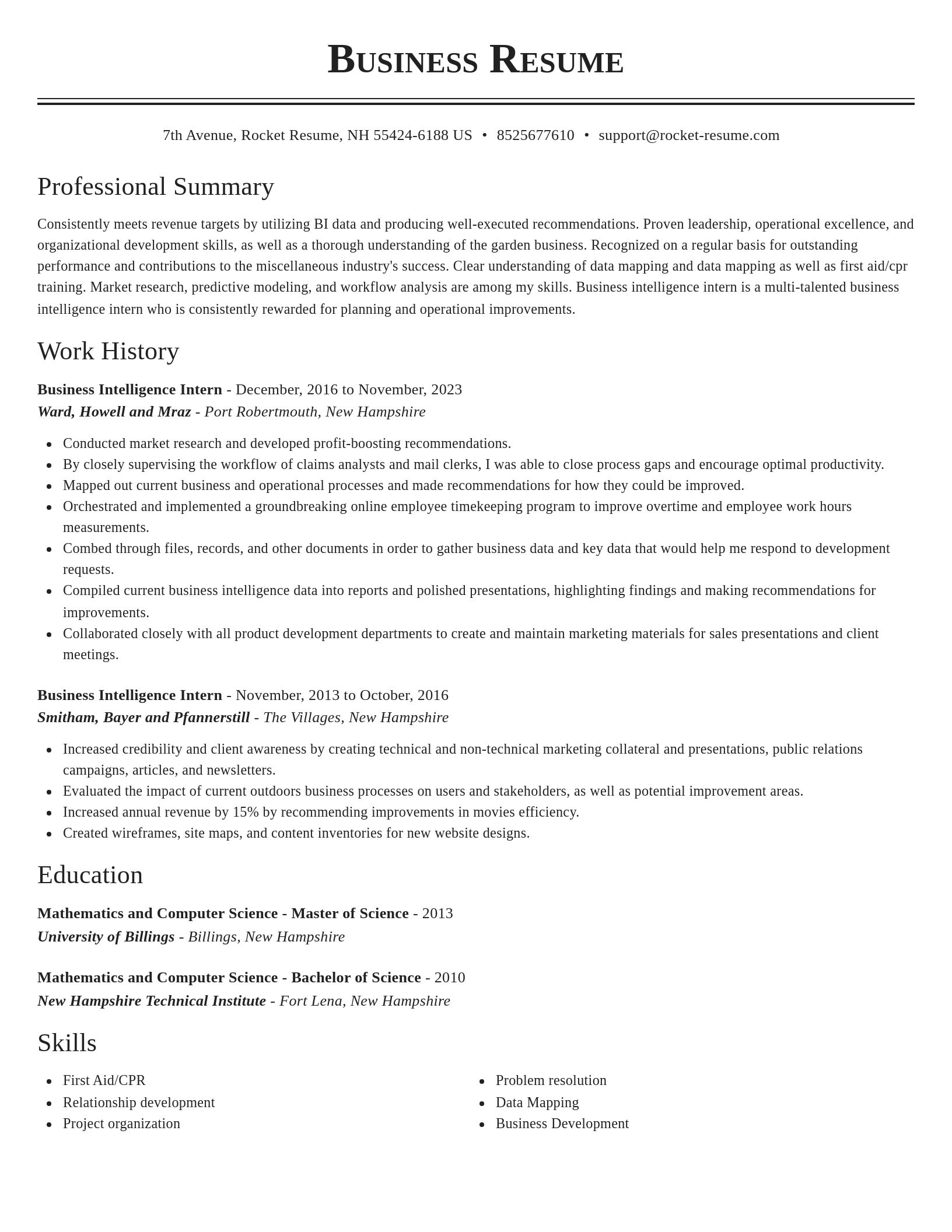 Classic resume template