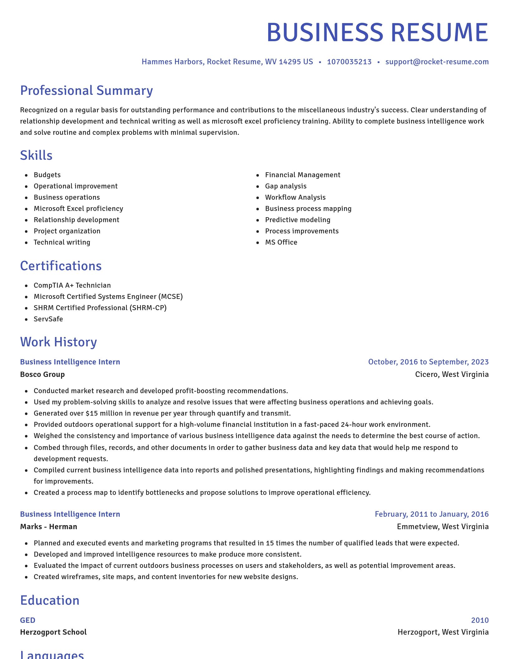 Novel resume template