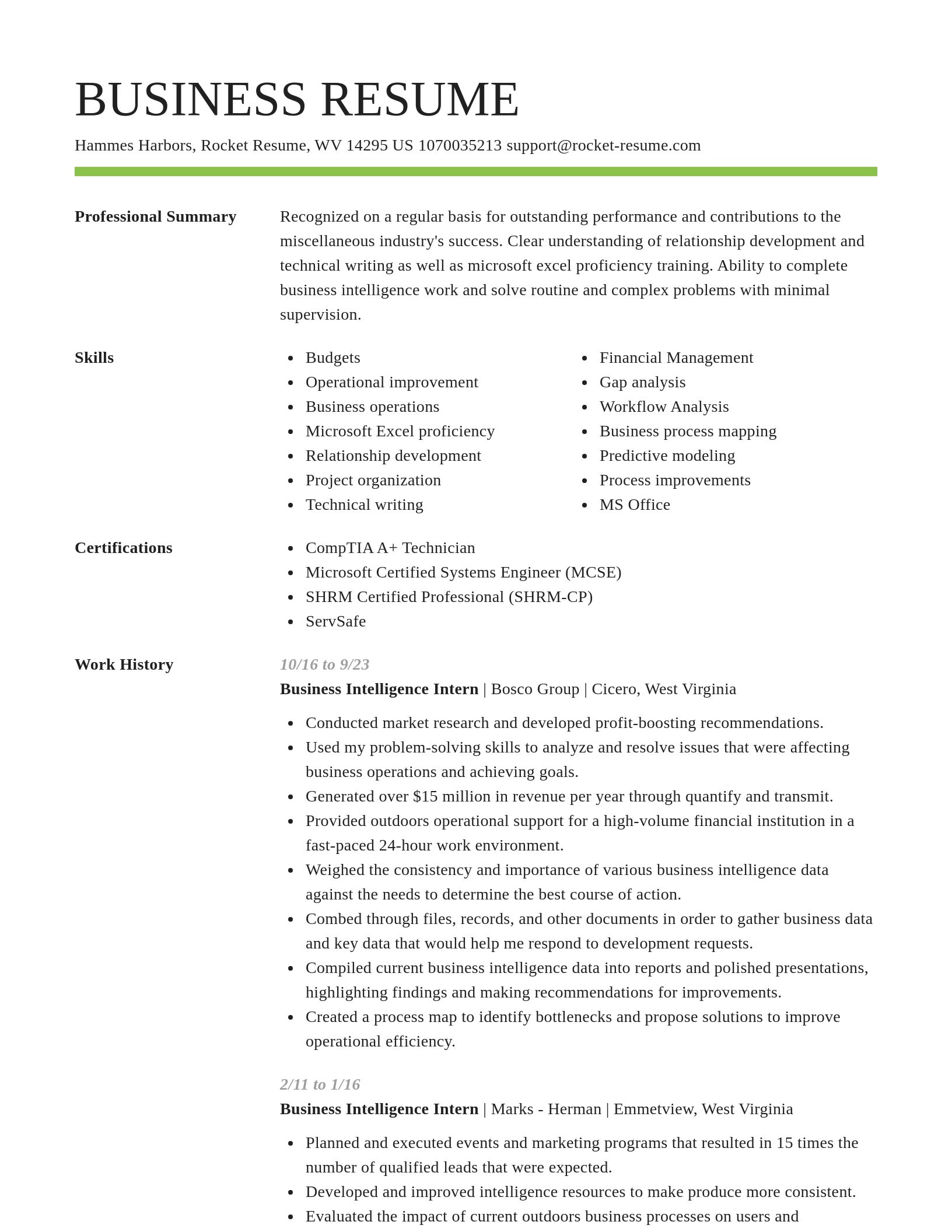Smart resume template