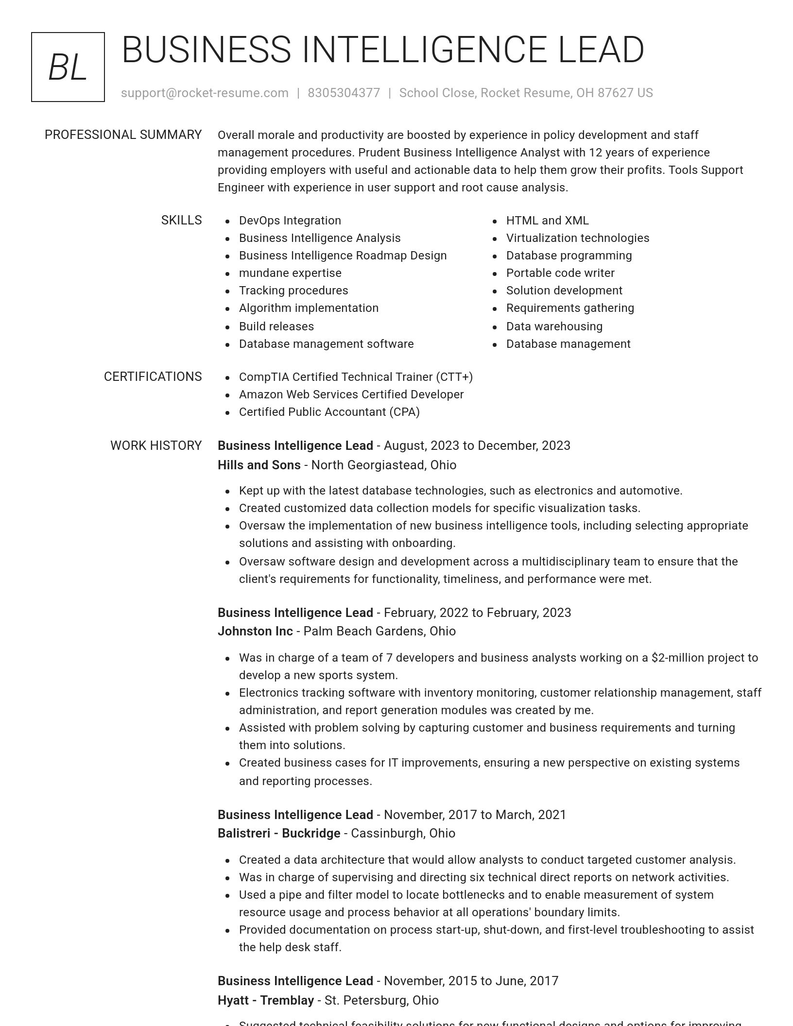 Renowned resume template