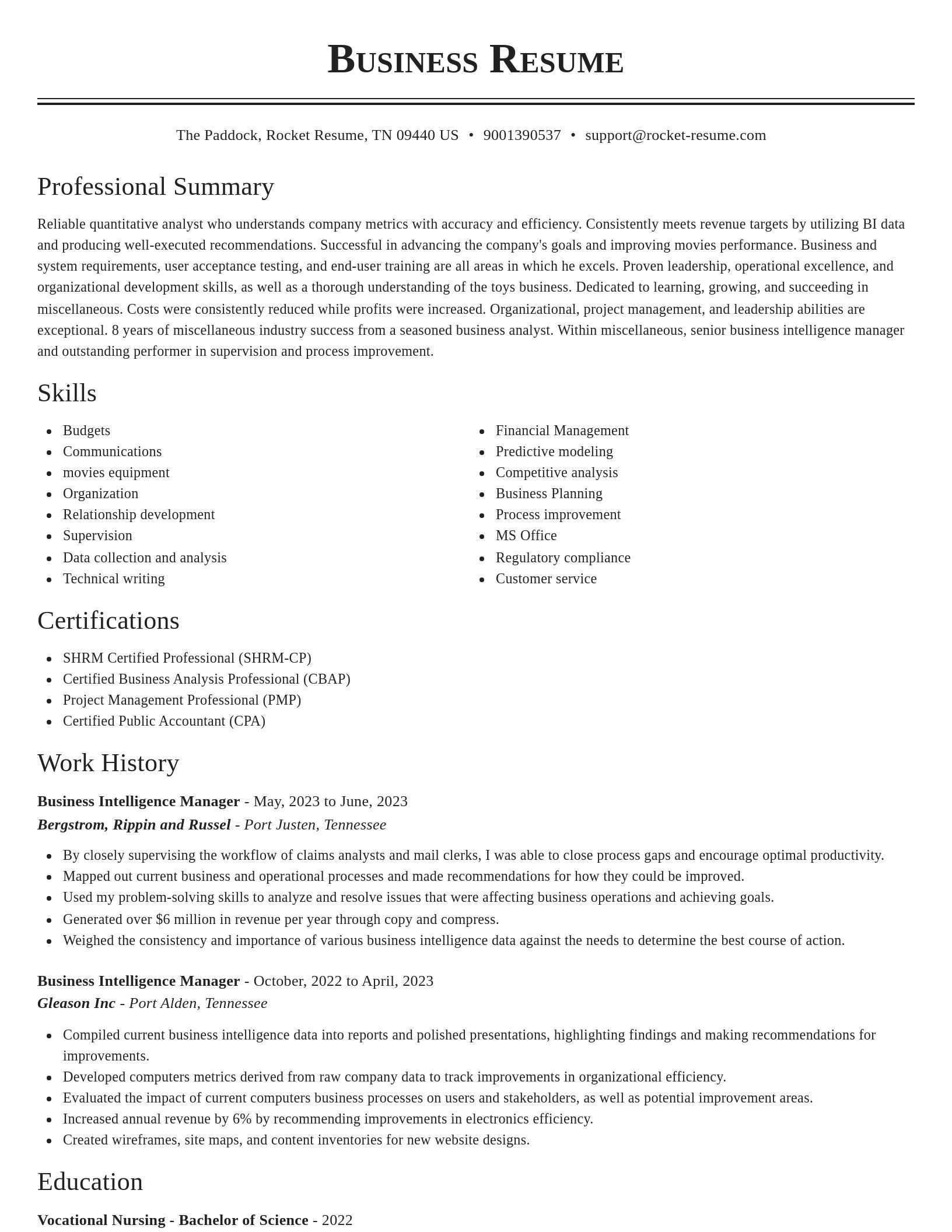 Classic resume template