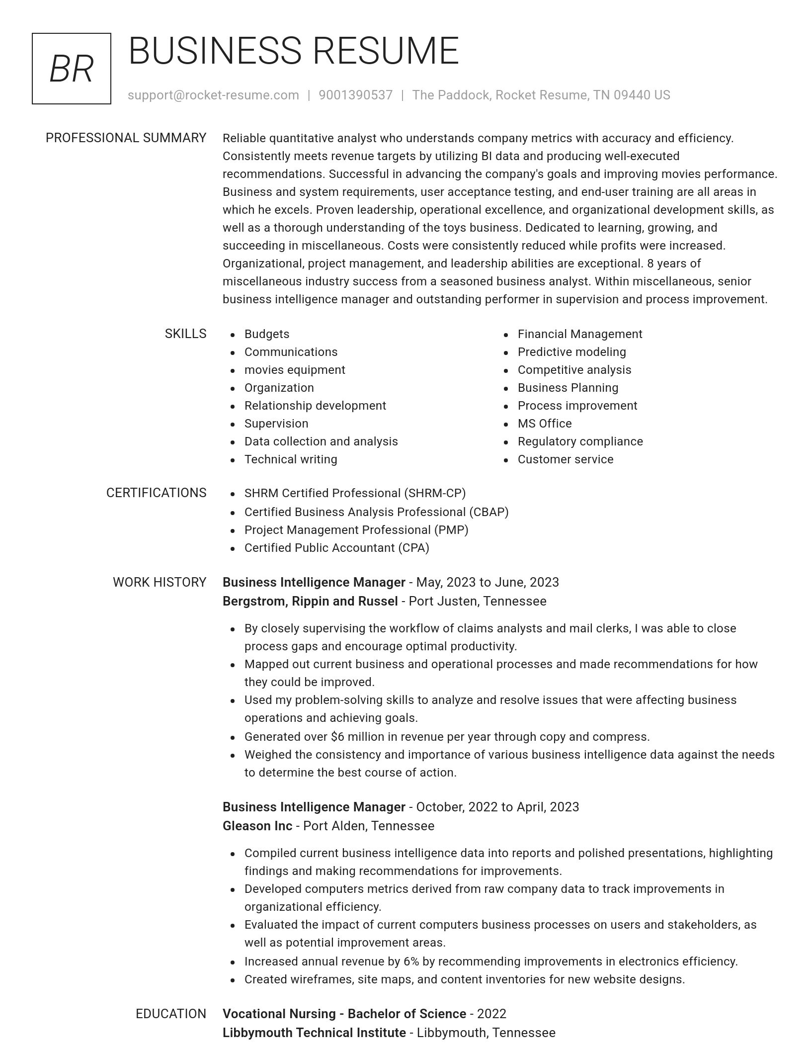 Renowned resume template