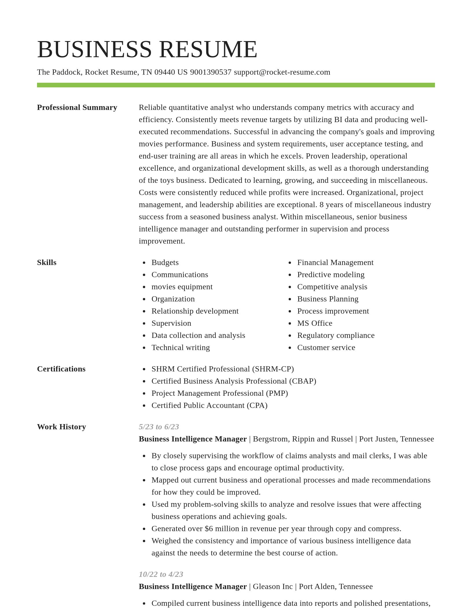 Smart resume template
