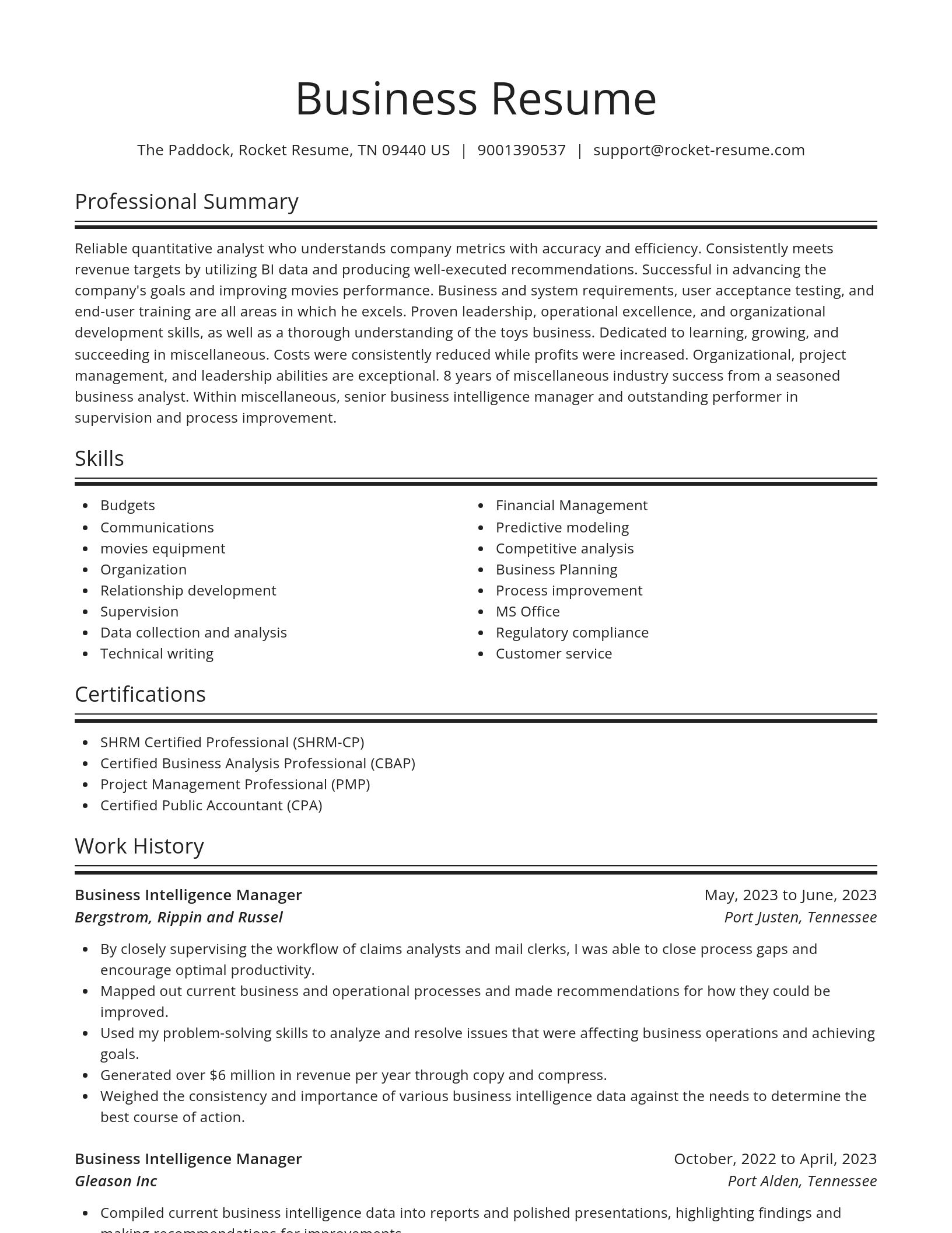 Spotlight resume template