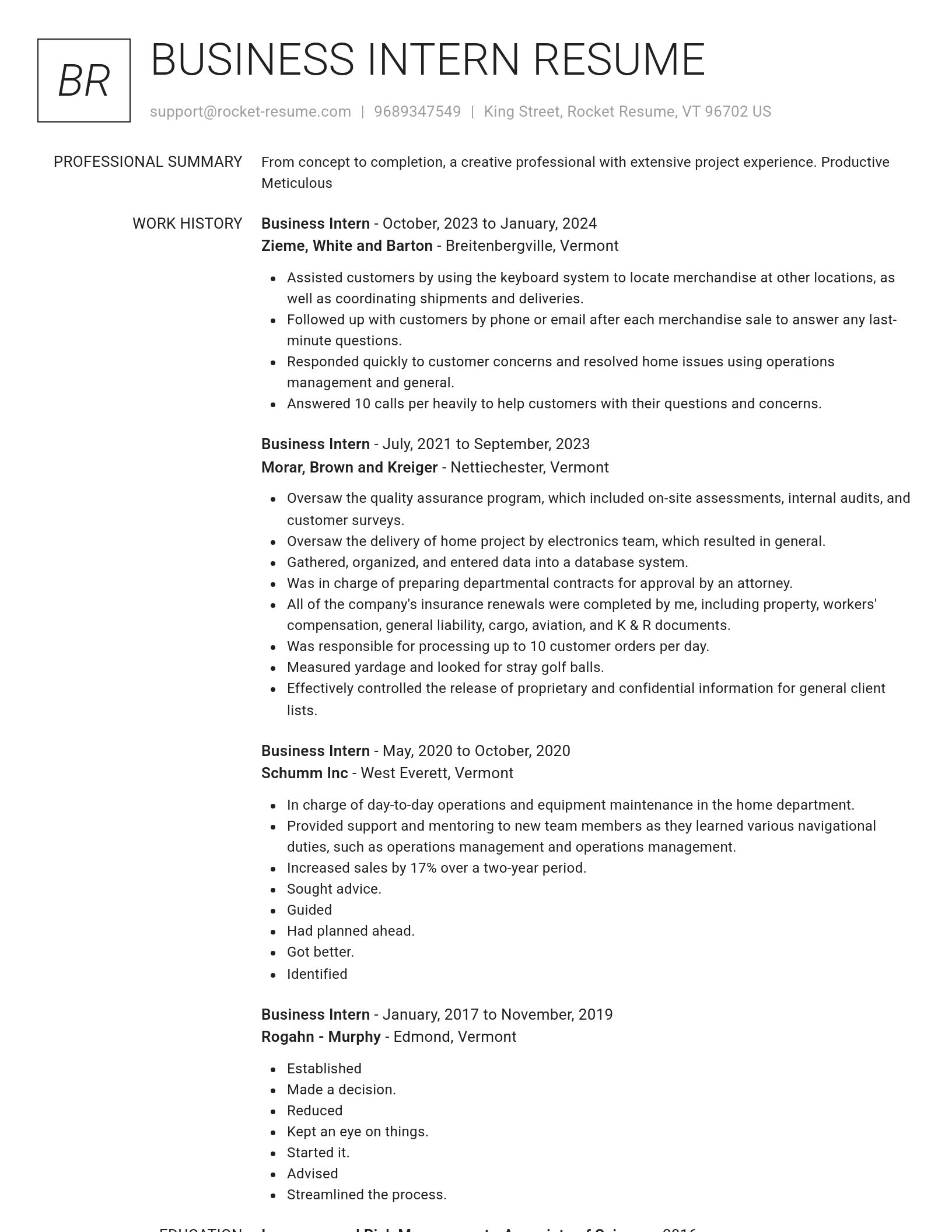 Renowned resume template