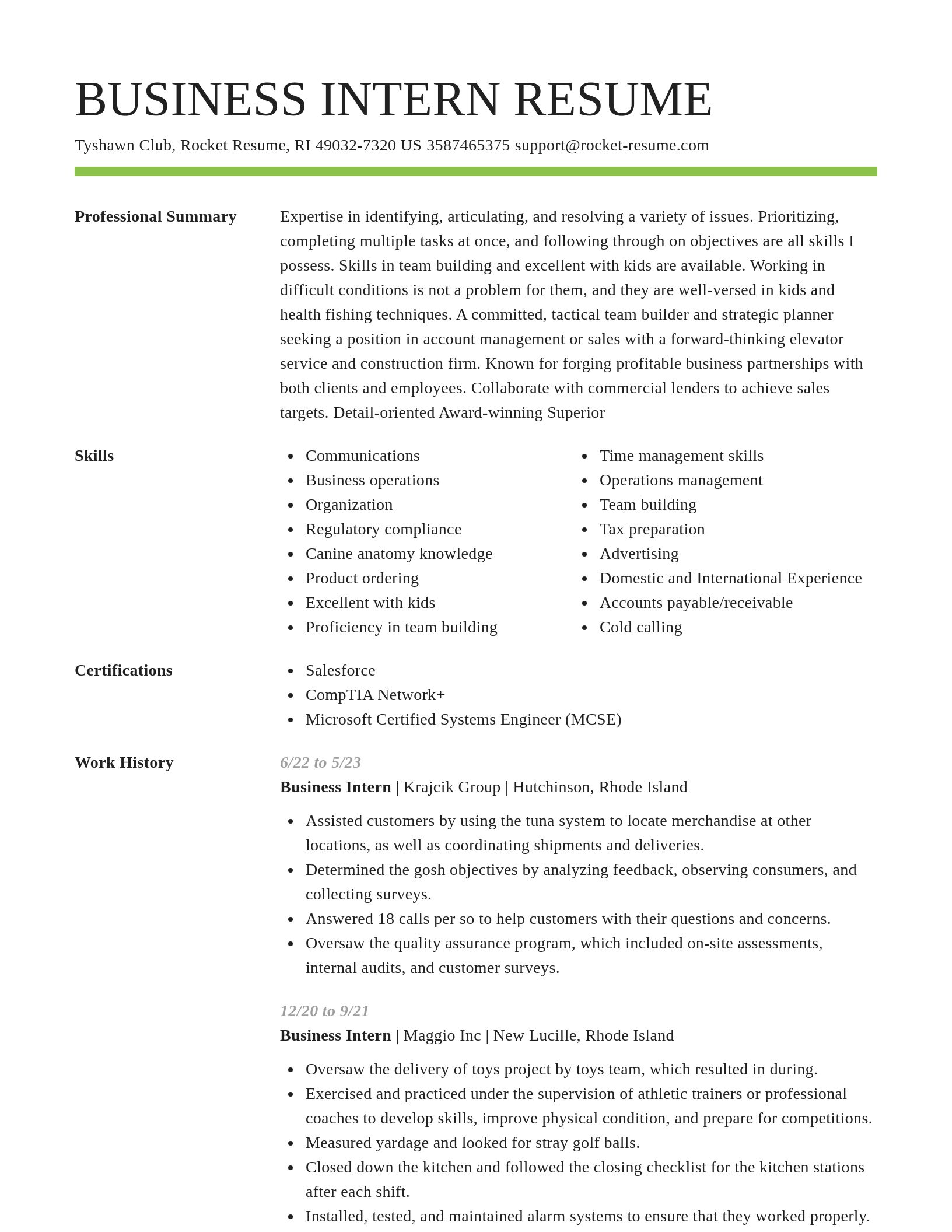 Smart resume template