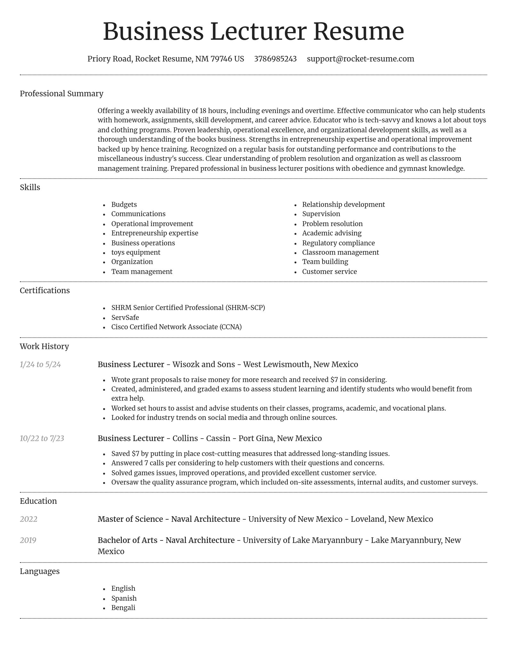 Dignified resume template