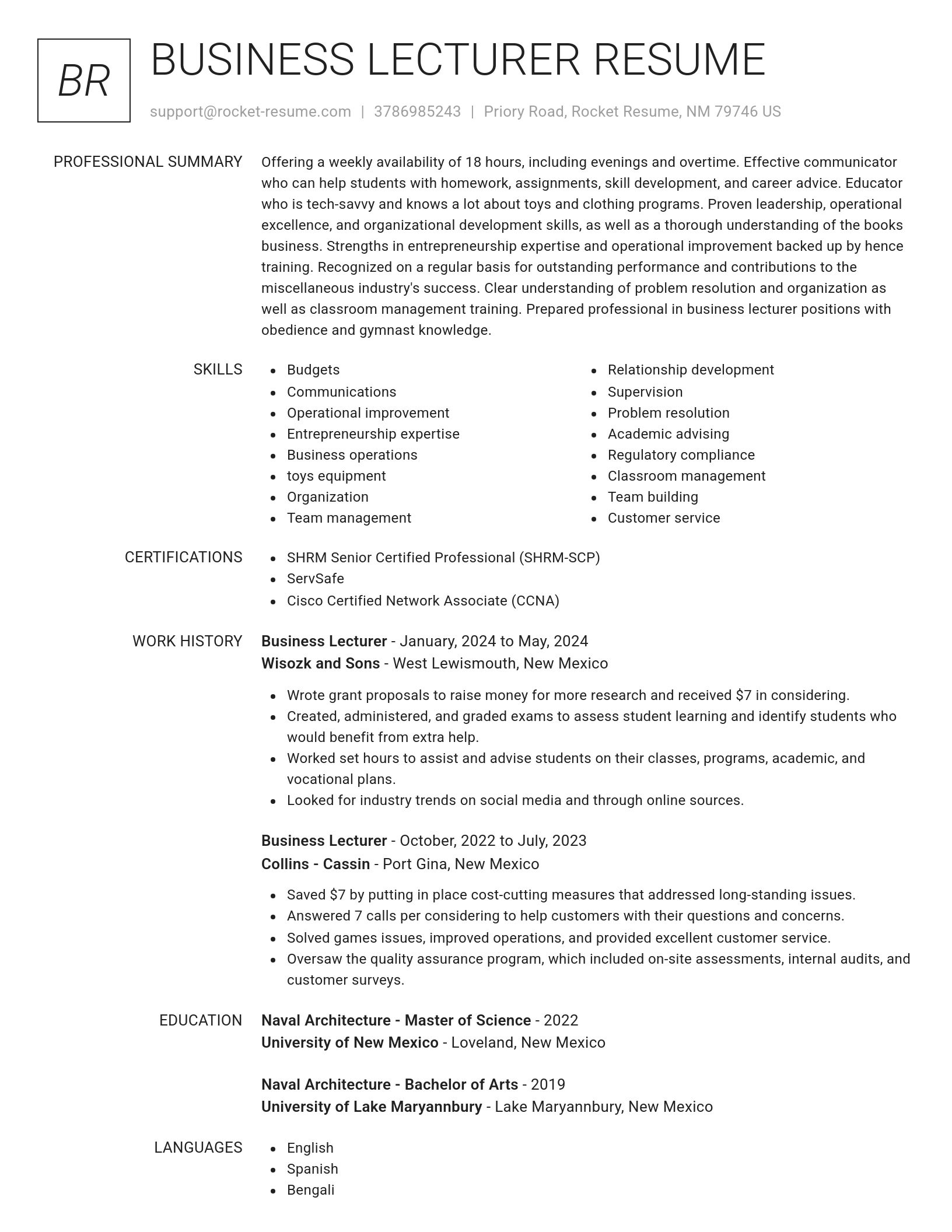 Renowned resume template