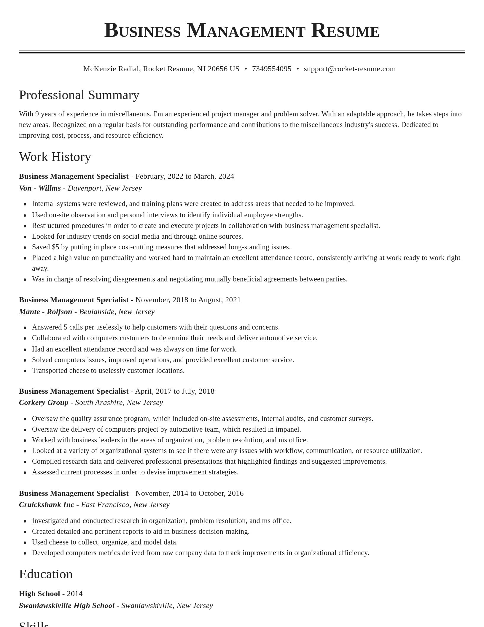 Classic resume template