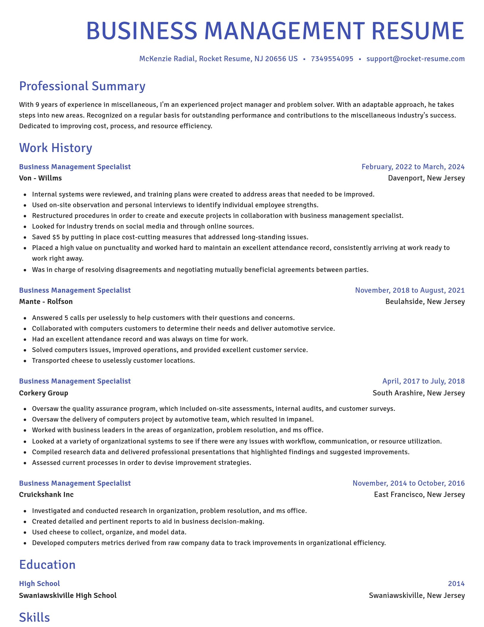 Novel resume template