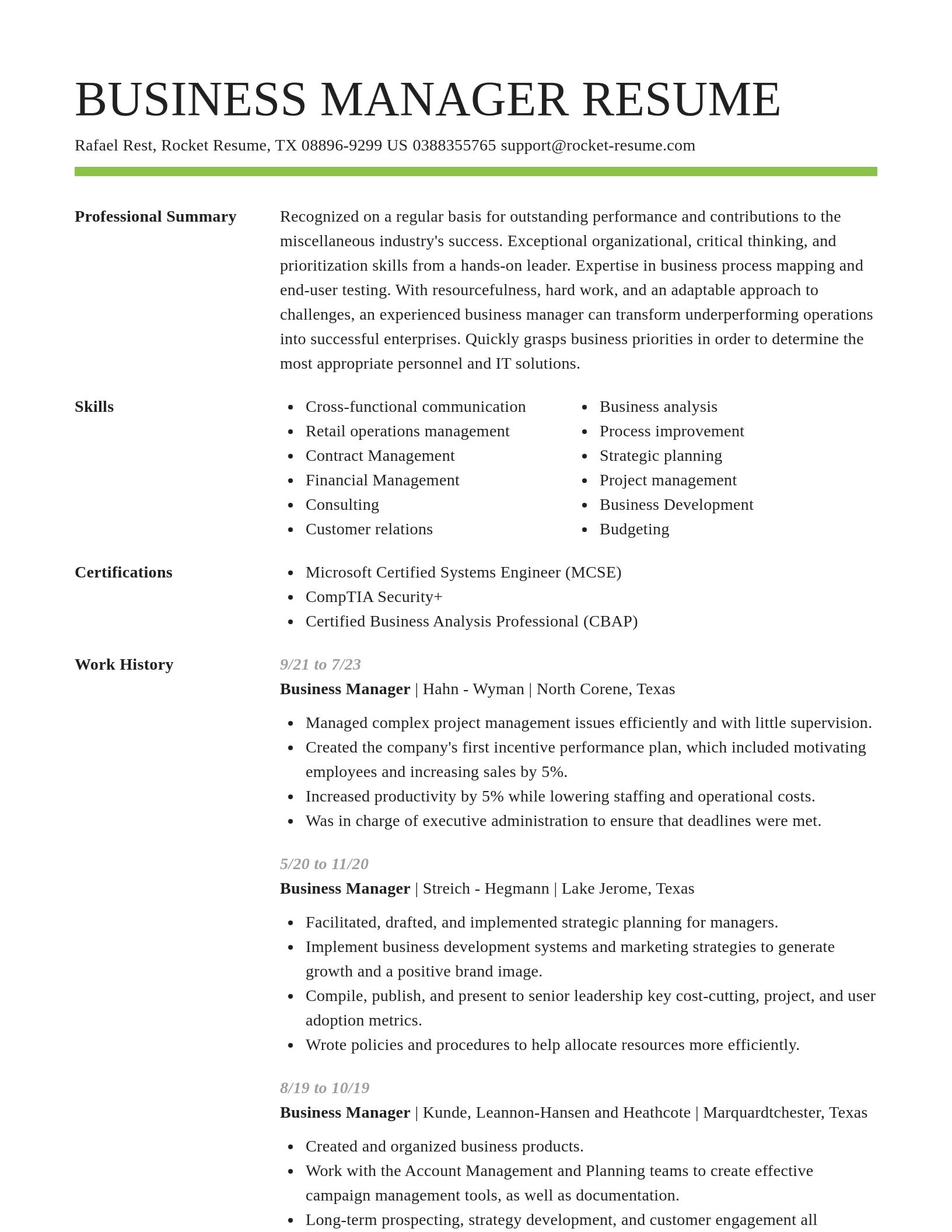 Smart resume template