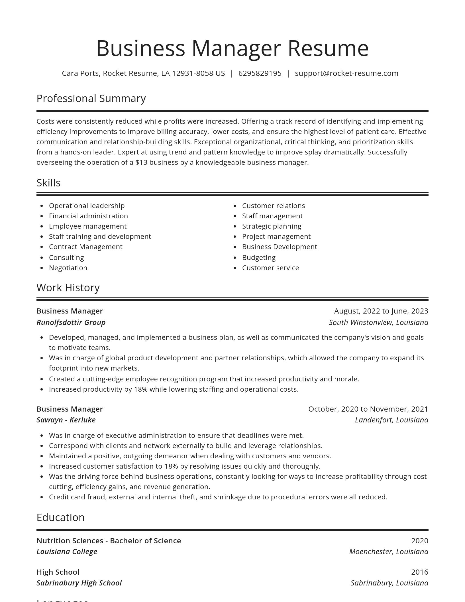 Spotlight resume template